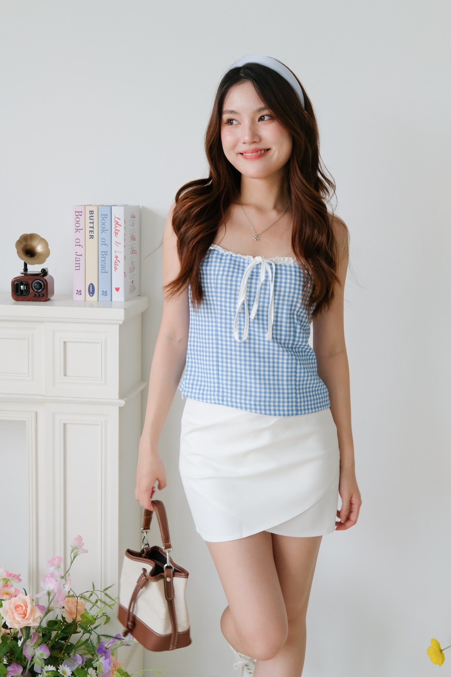 Polly Plaid Ruffle Top (Blue)