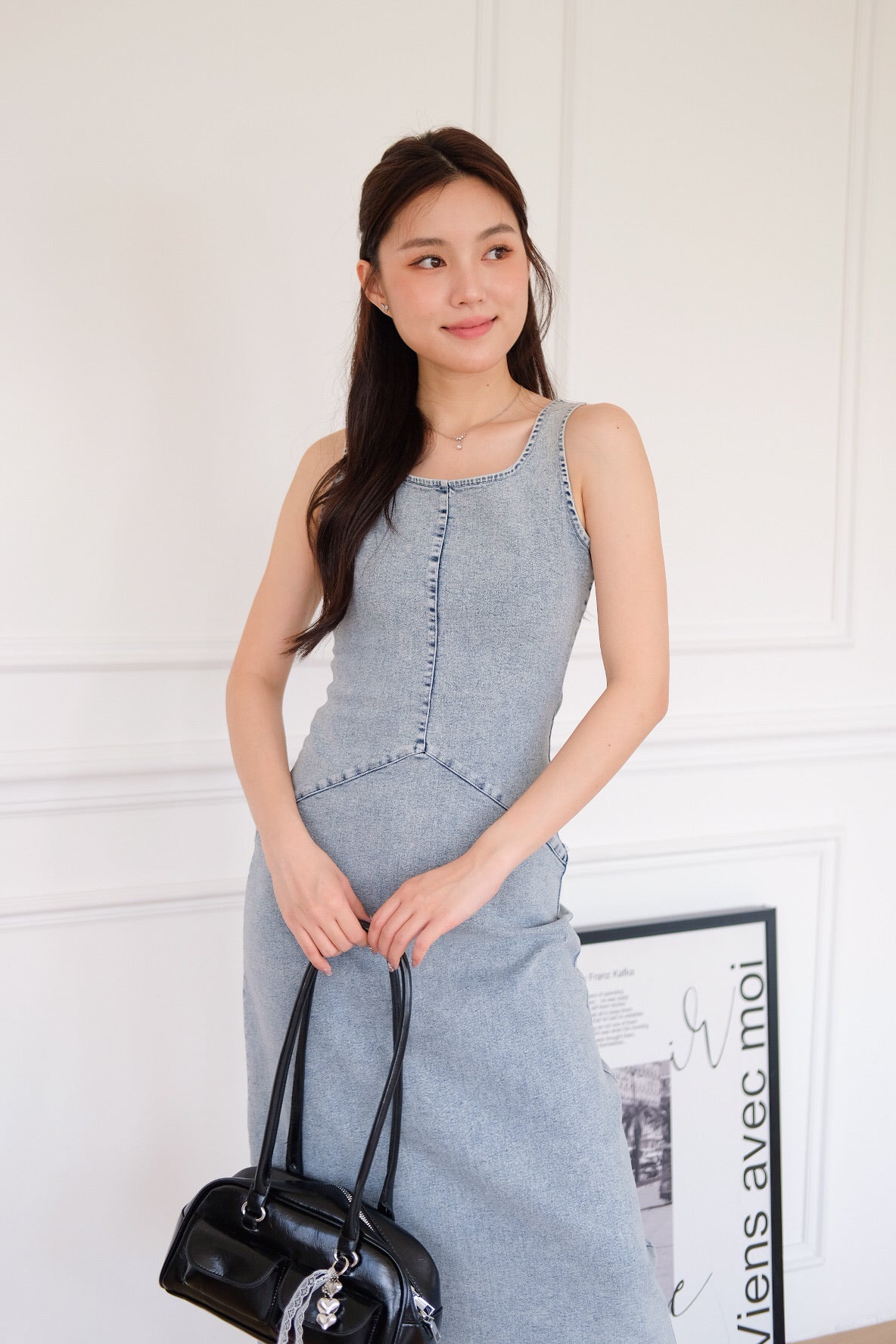 Revolution A Line Denim Maxi Dress (Light Blue)