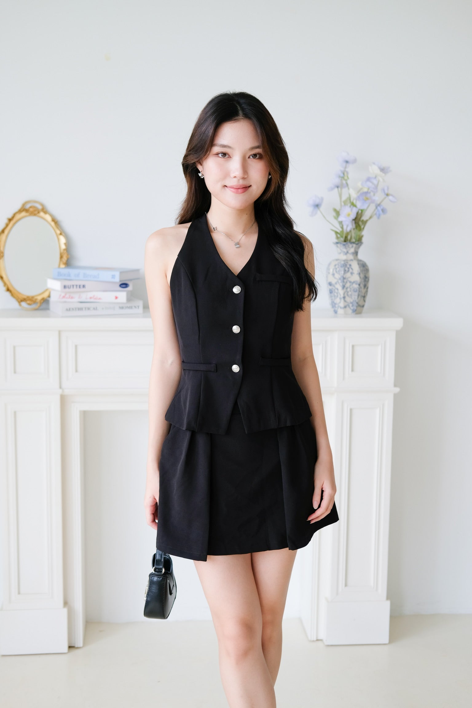 Megan Classic Vest Set (Black)