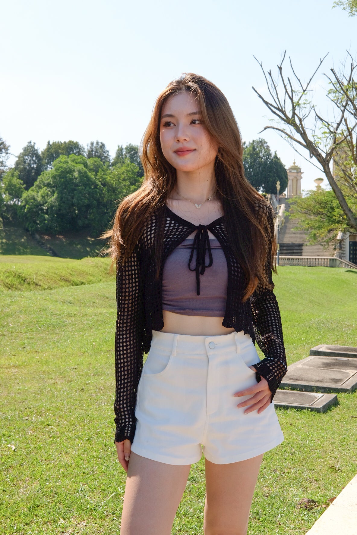 Savannah Beach Knit Cropped Outerwear (Black)