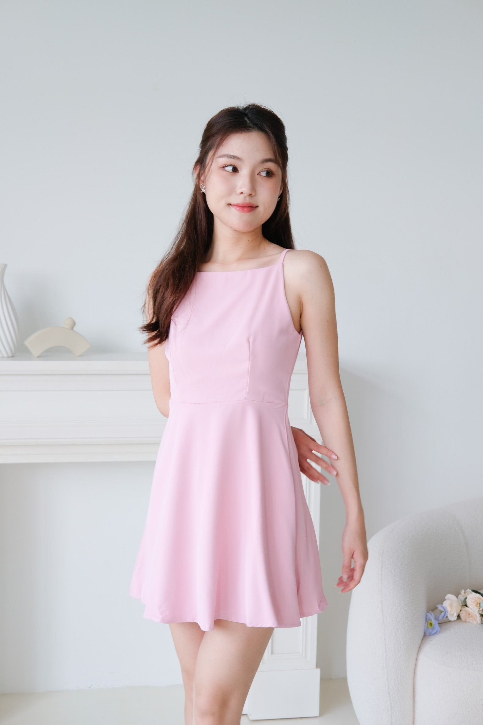 Stella Boatneck Flare Dress (Punch Pink)