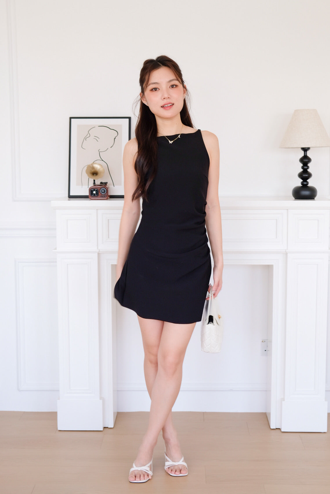 Sylvie Boatneck Fitted Dress (Black)