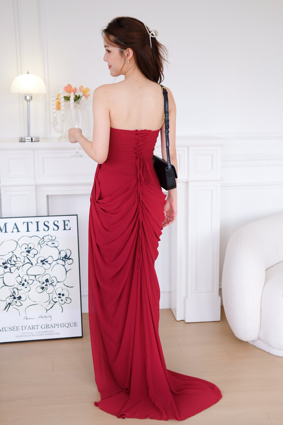 Seraphina Tube Corset Slit Maxi Dress (Red)