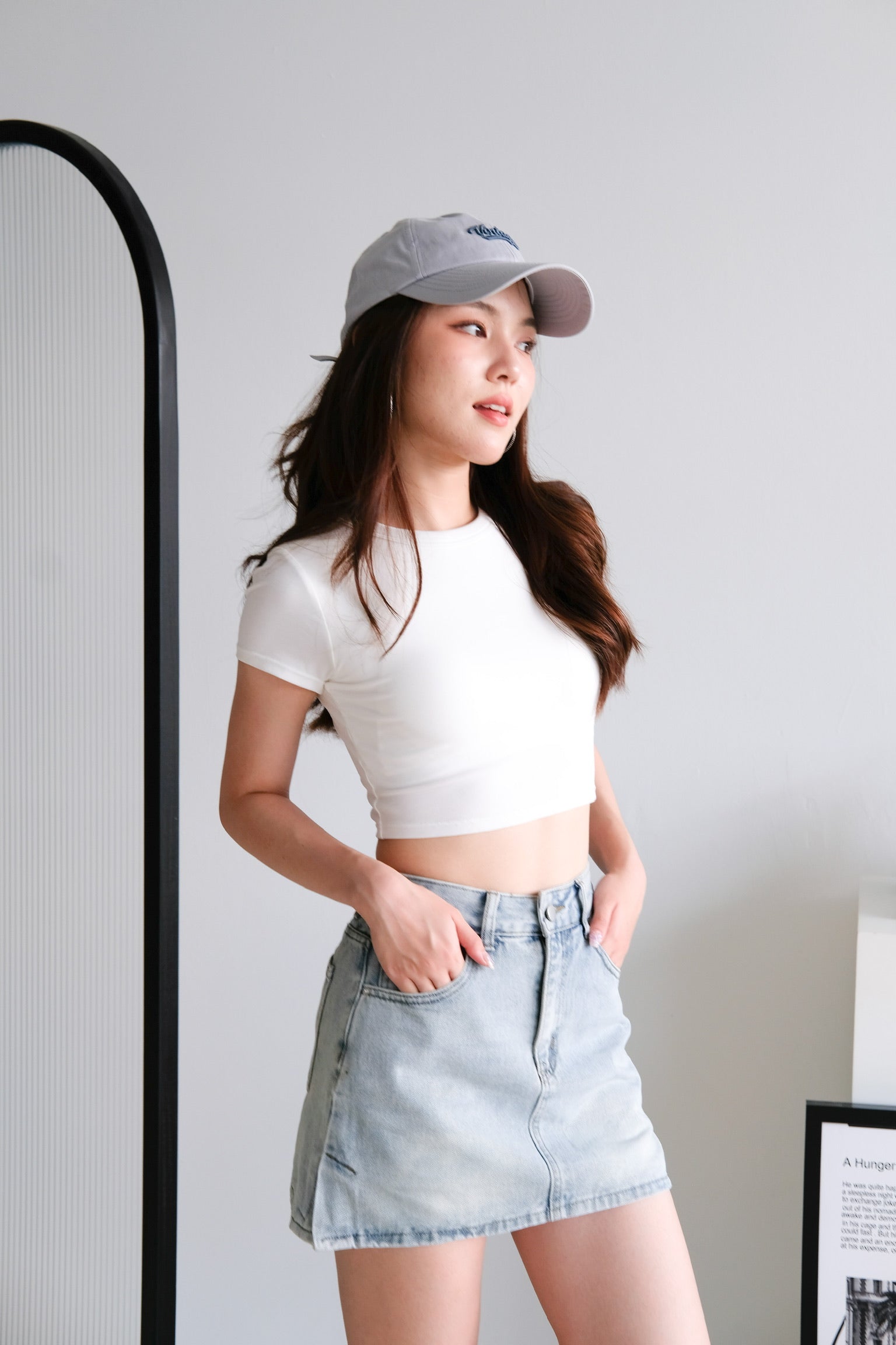 Beth Padded Crop Tee (White)