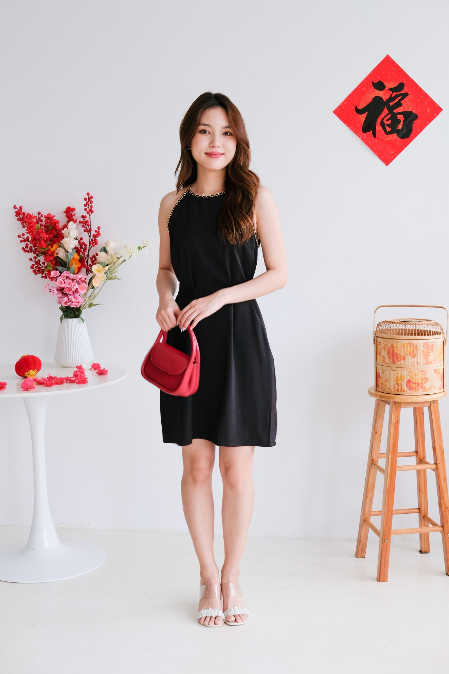 Raine Halter Loose Dress (Black)