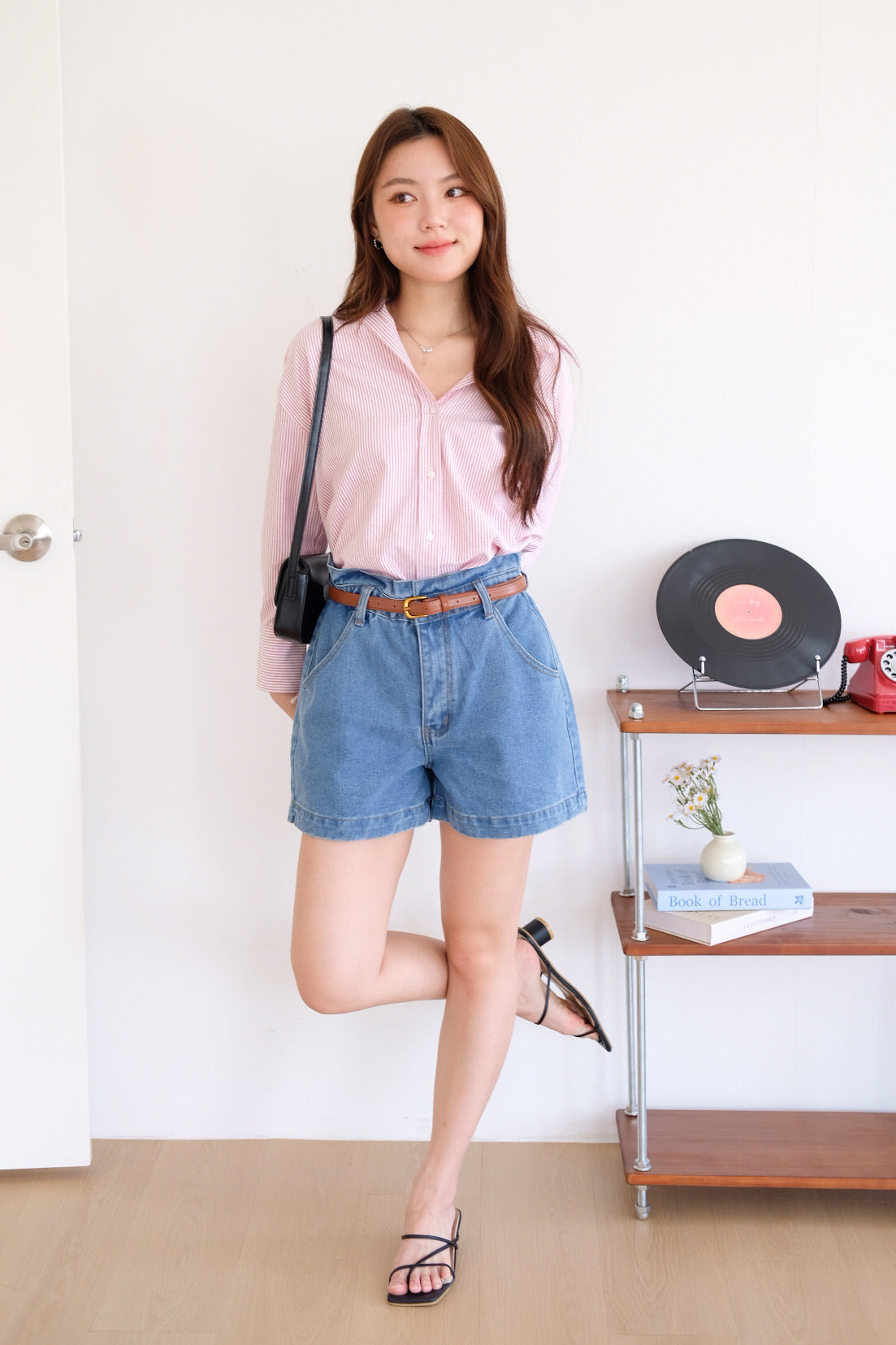 Sanford Boyfriend Shirt (Pale Red Stripes)