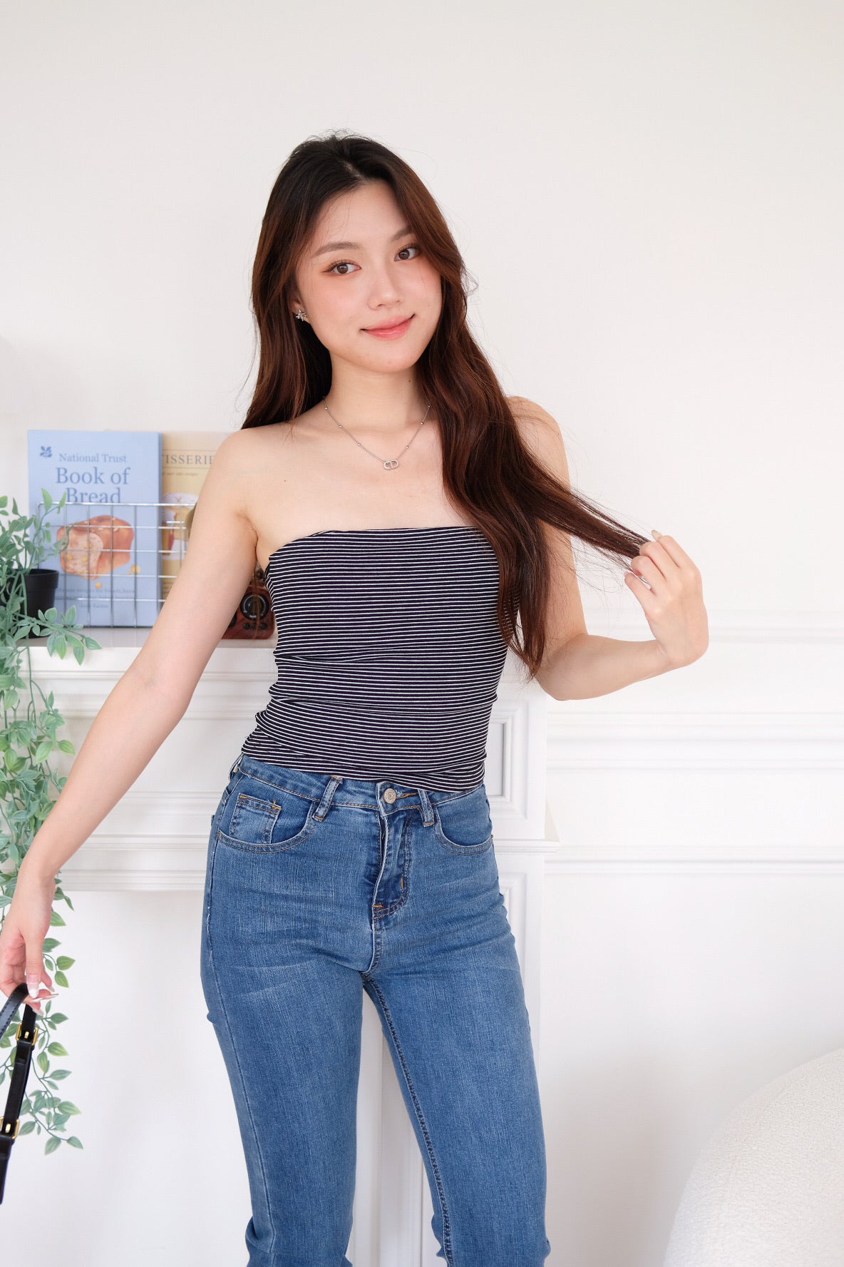 Capri Striped Padded Tube Top (Black) [ ETA 26 Aug ]