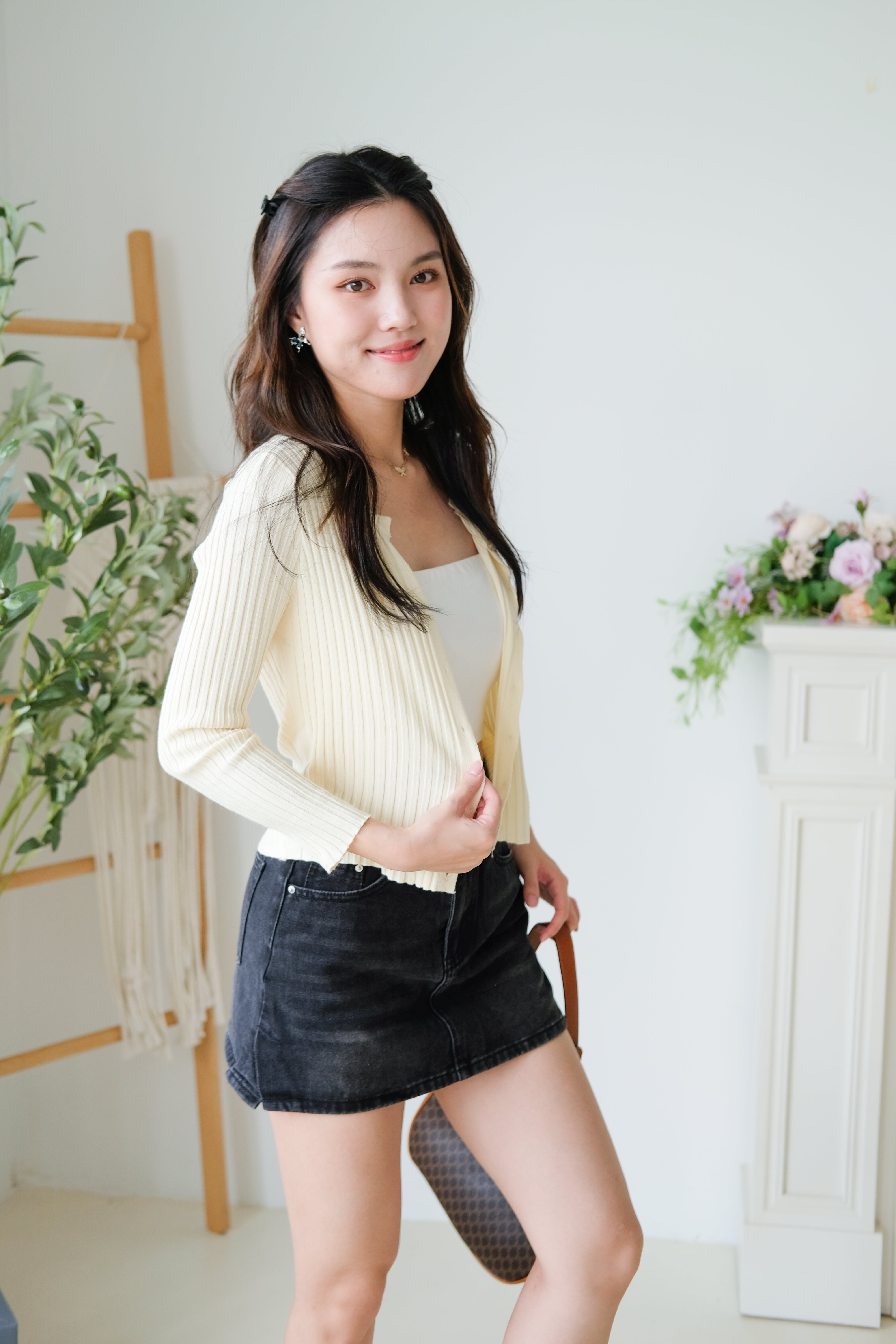 Soft Hour Knit Ribbed Cardigan (Cream)