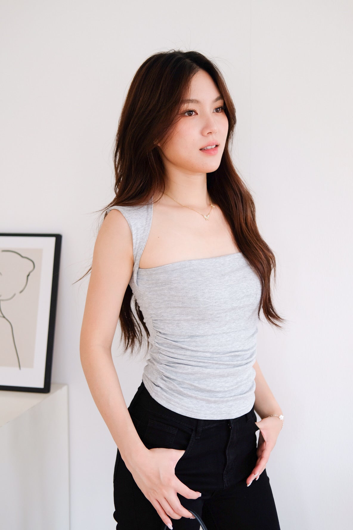 Sabrina Soft Sculpted Top (Light Grey) [ETA 9 Jul]