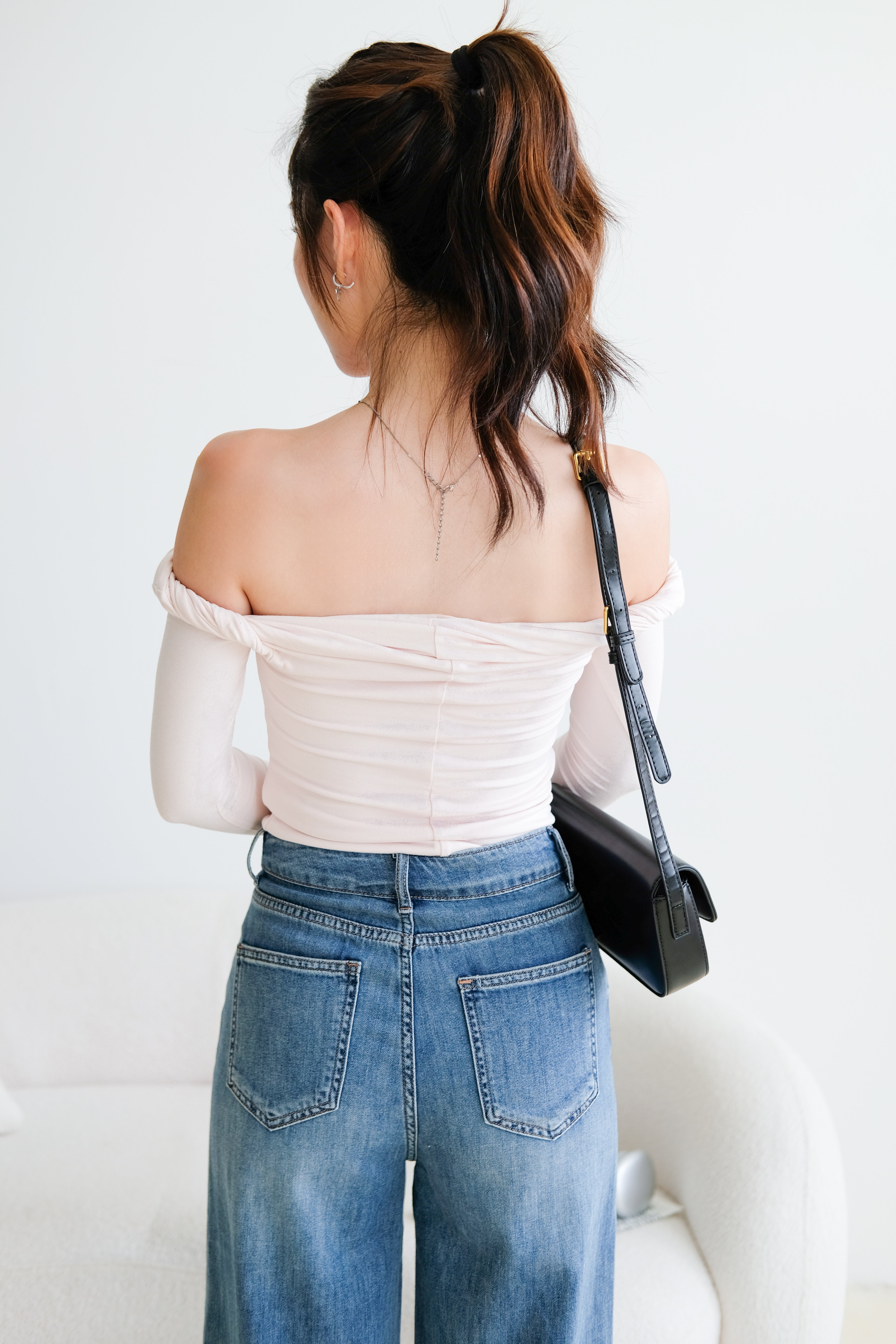 Level Up Twist Off Shoulder Top (Light Pink)