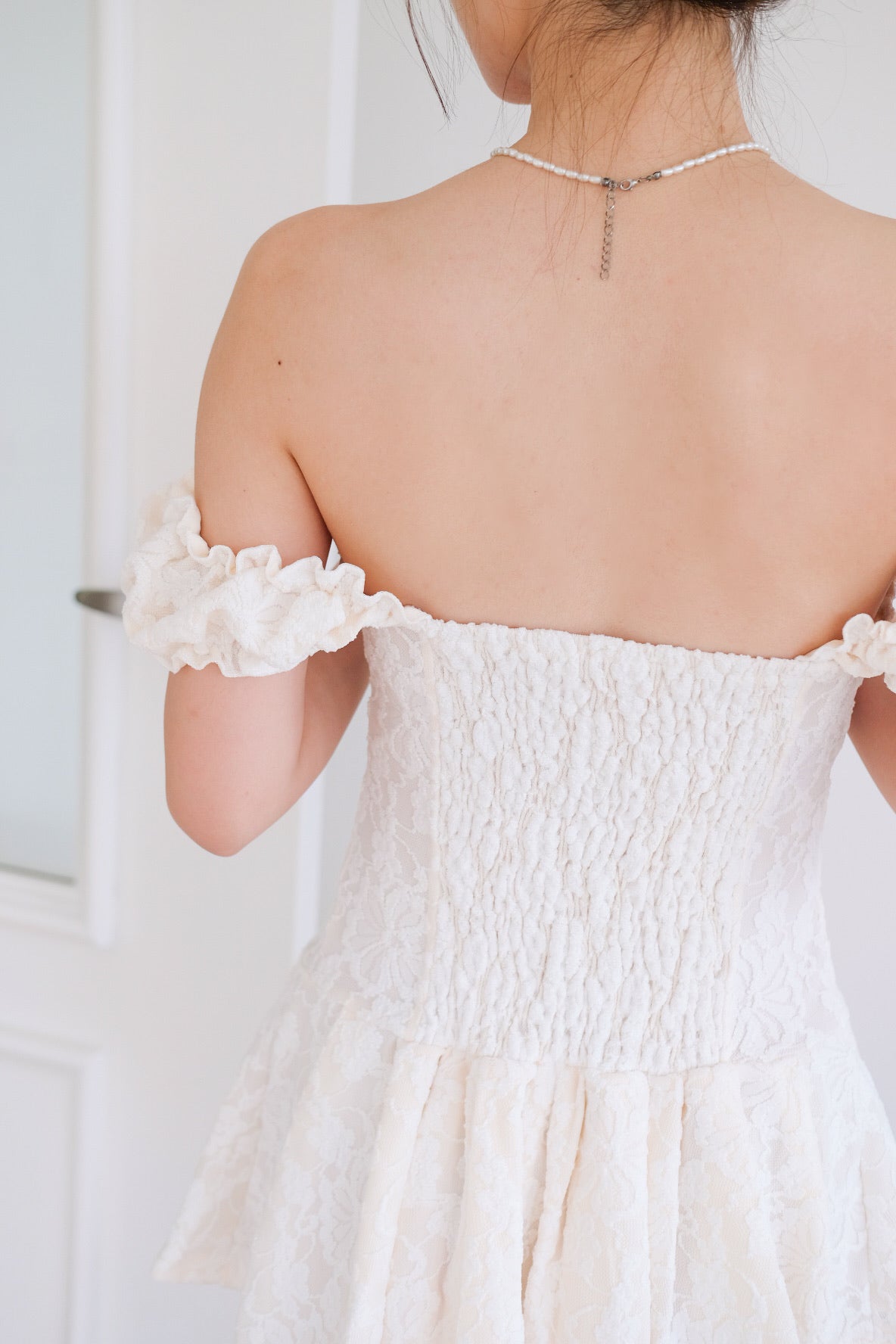 Lovell Lace Ruffle Dress (Cream)