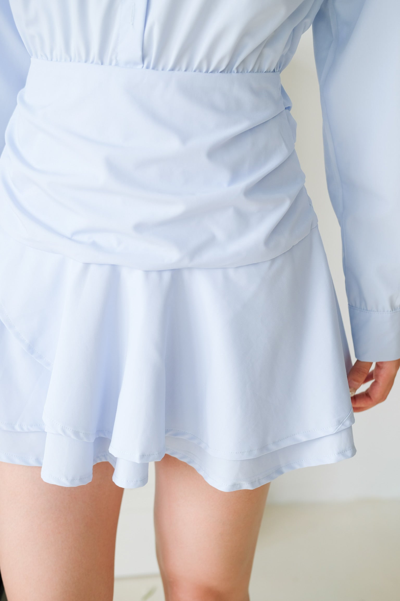 Ji-eun Collared Skater Shirt Dress (Light Blue)