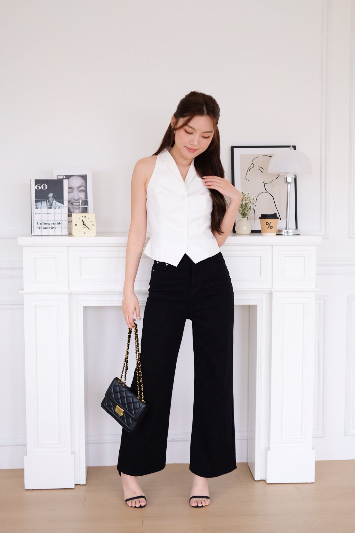 Selene Crop Vest Top (White)