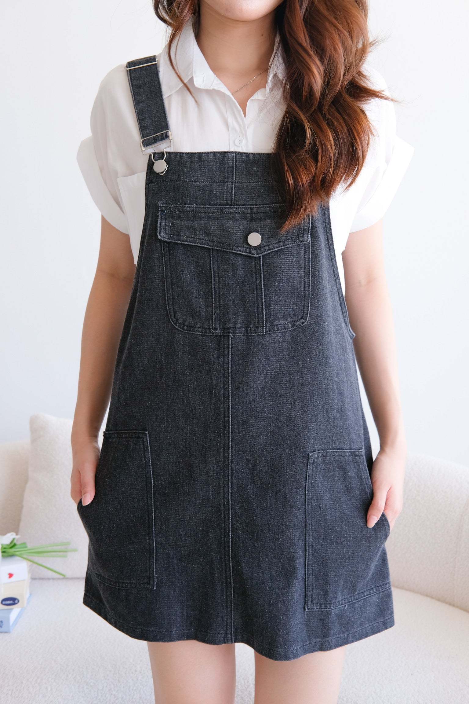 On The Go Denim Dungaree (Denim Black)