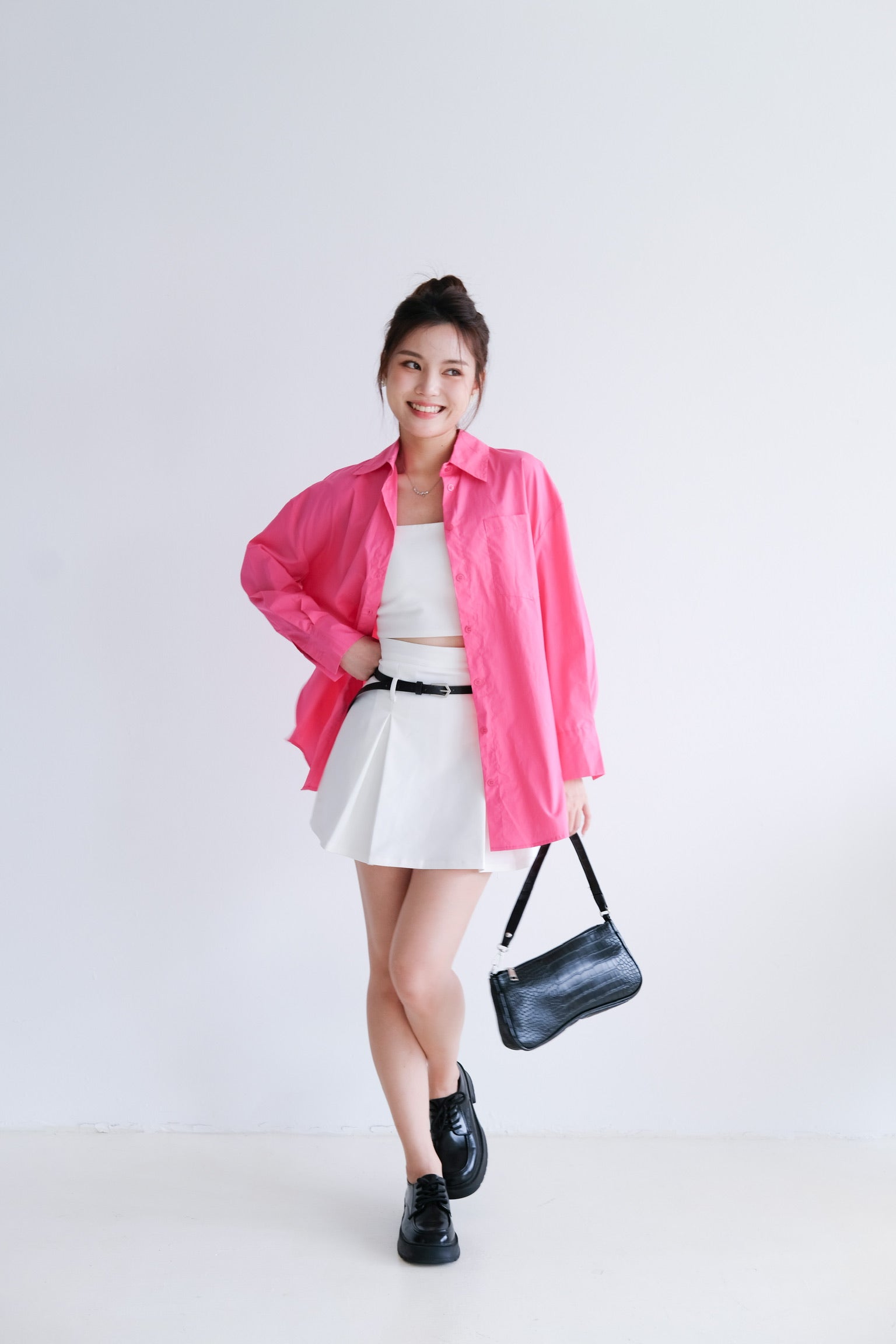 Rileen Boyfriend Oversized Shirt (Dark Pink)