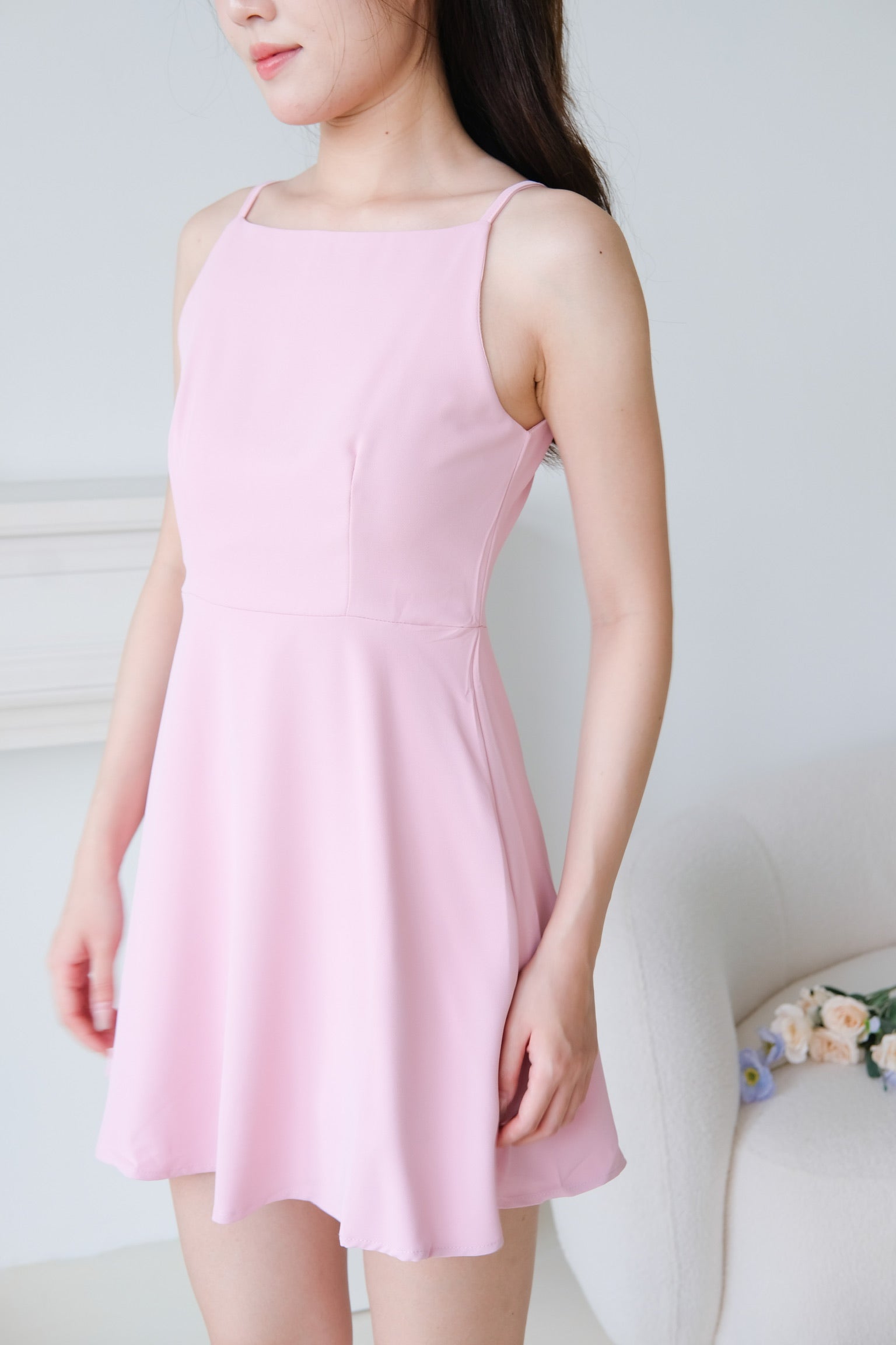 Stella Boatneck Flare Dress (Punch Pink)