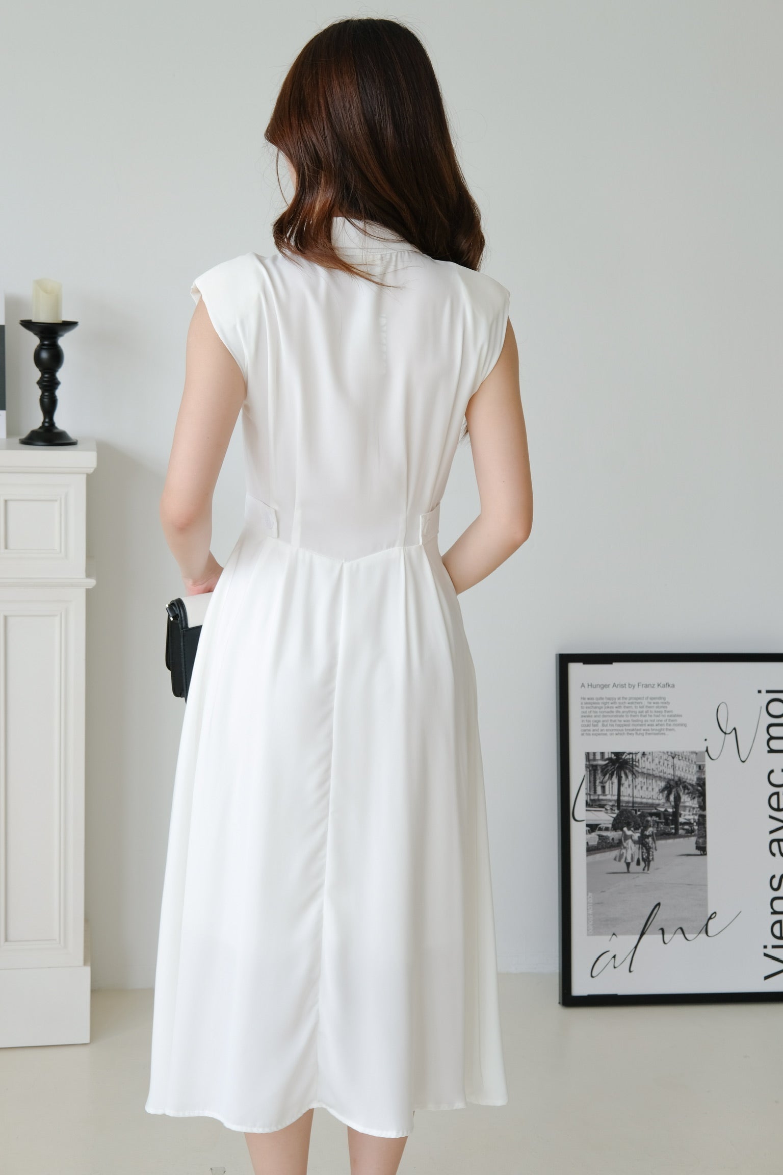 Reina Collared Midaxi Dress (White)