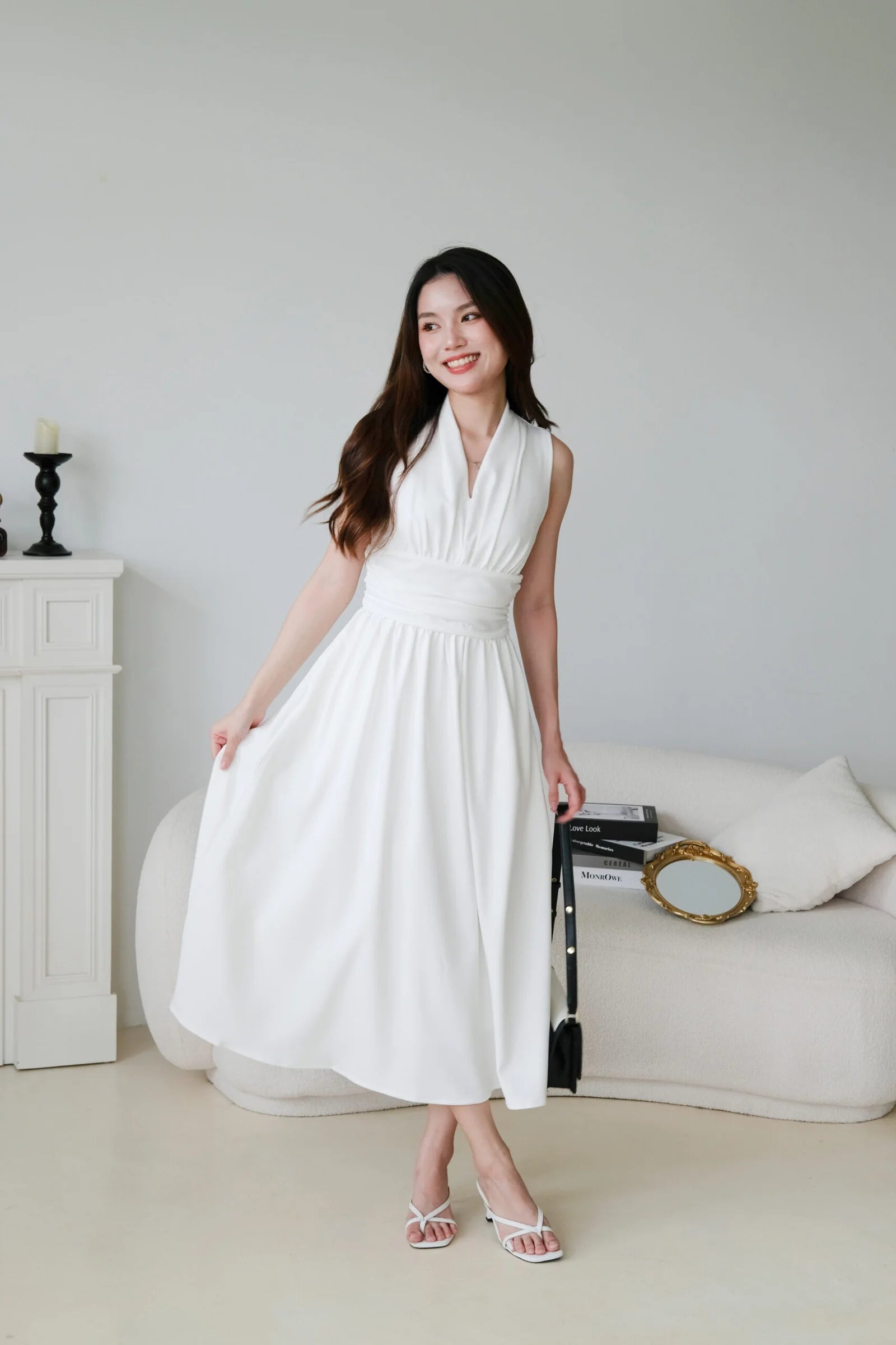 Katrina Formal Dinner Maxi Dress (White)