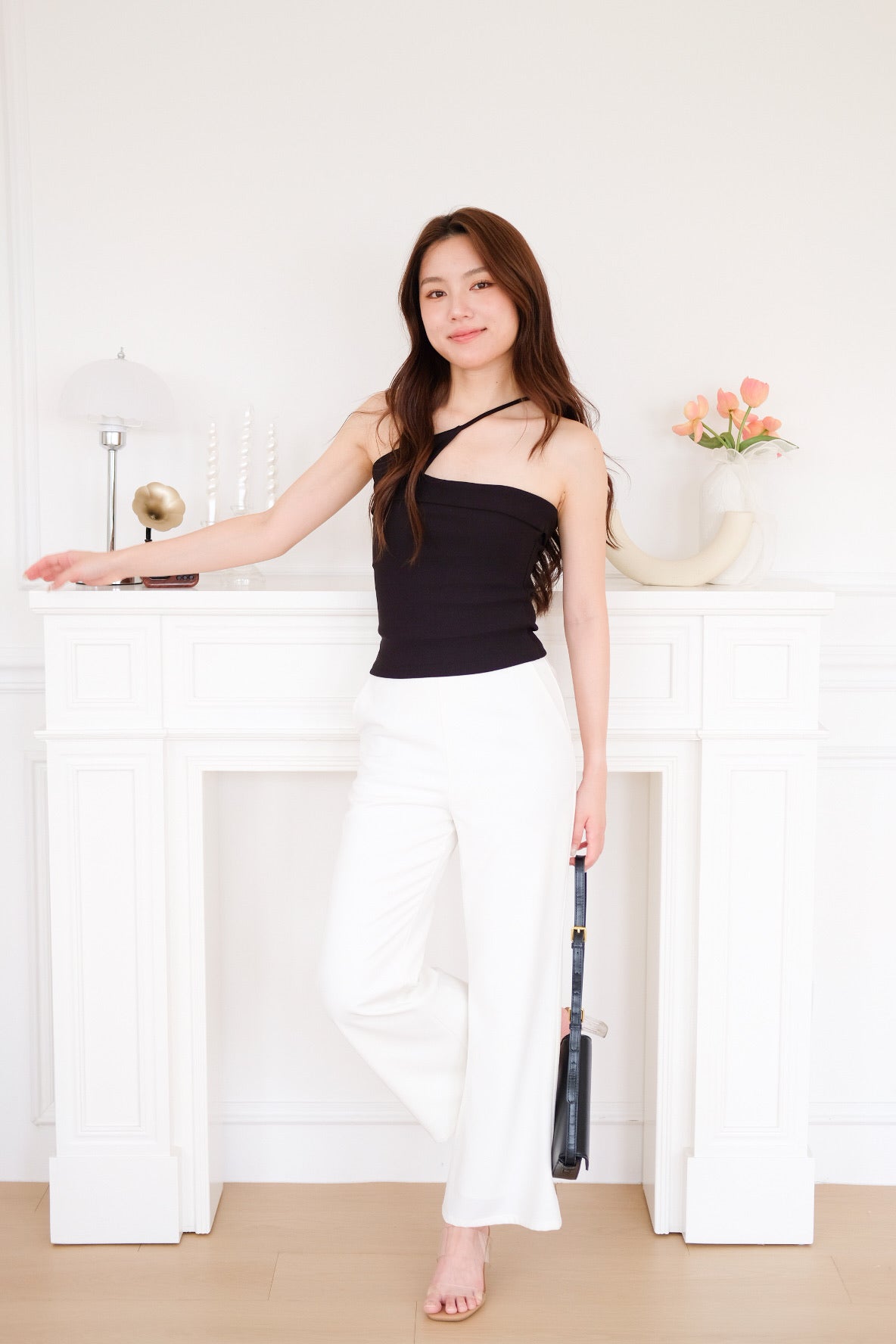 Sovanna Asymmetrical Cami Crop (Black) [ETA 12 Sept]