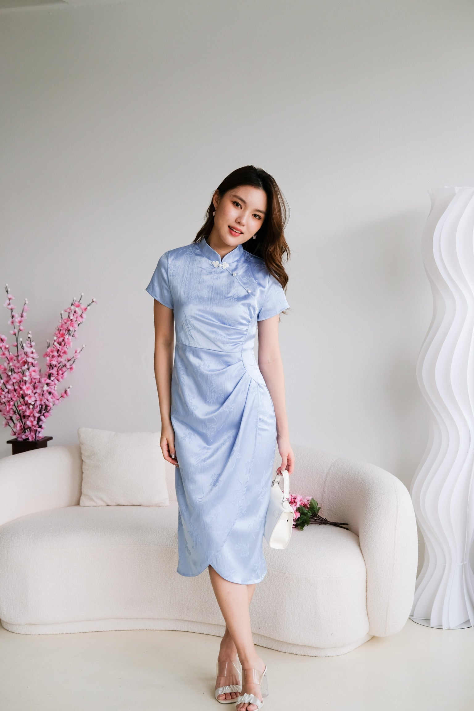 Le Yan Midi Cheongsam (Pastel Blue)