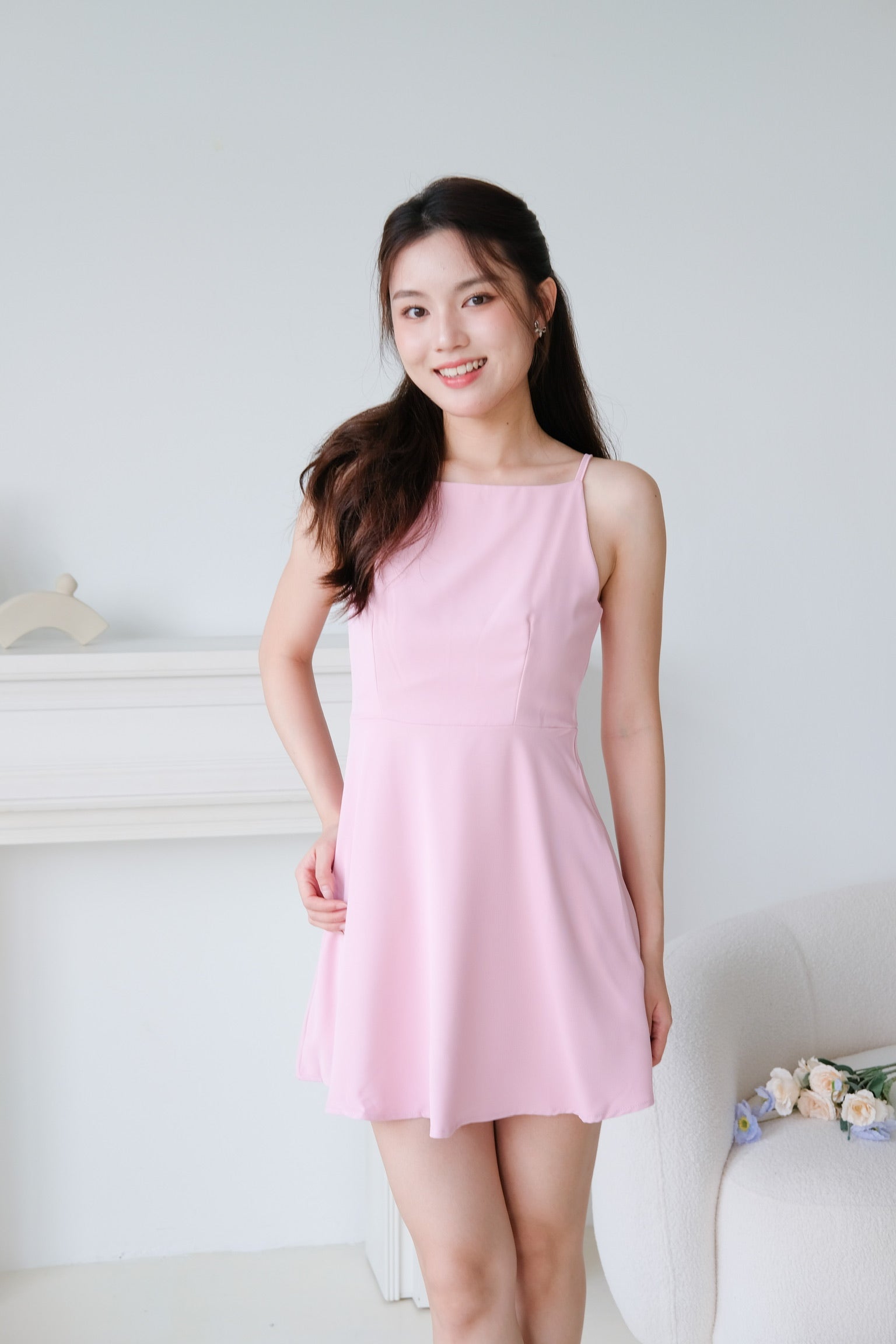 Stella Boatneck Flare Dress (Punch Pink)