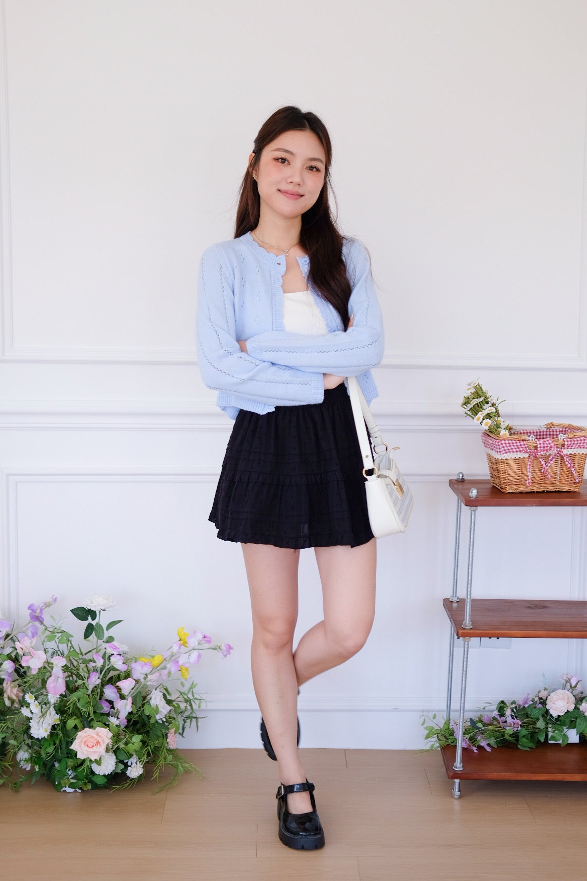 Mirae Soft Fuzzy Knit Cardigan (Baby Blue)
