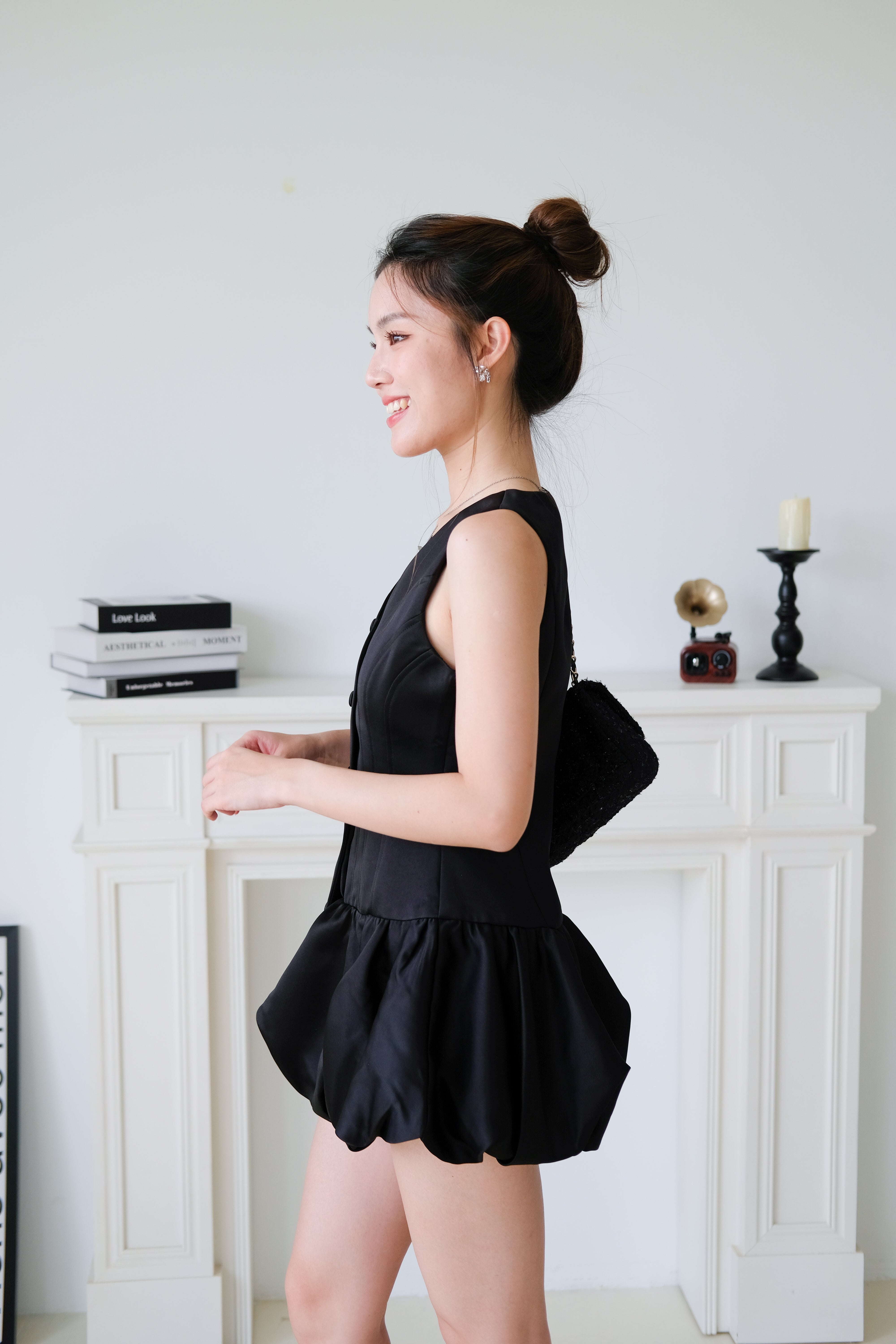 Elise Sculpted Bubble Dress (Black)