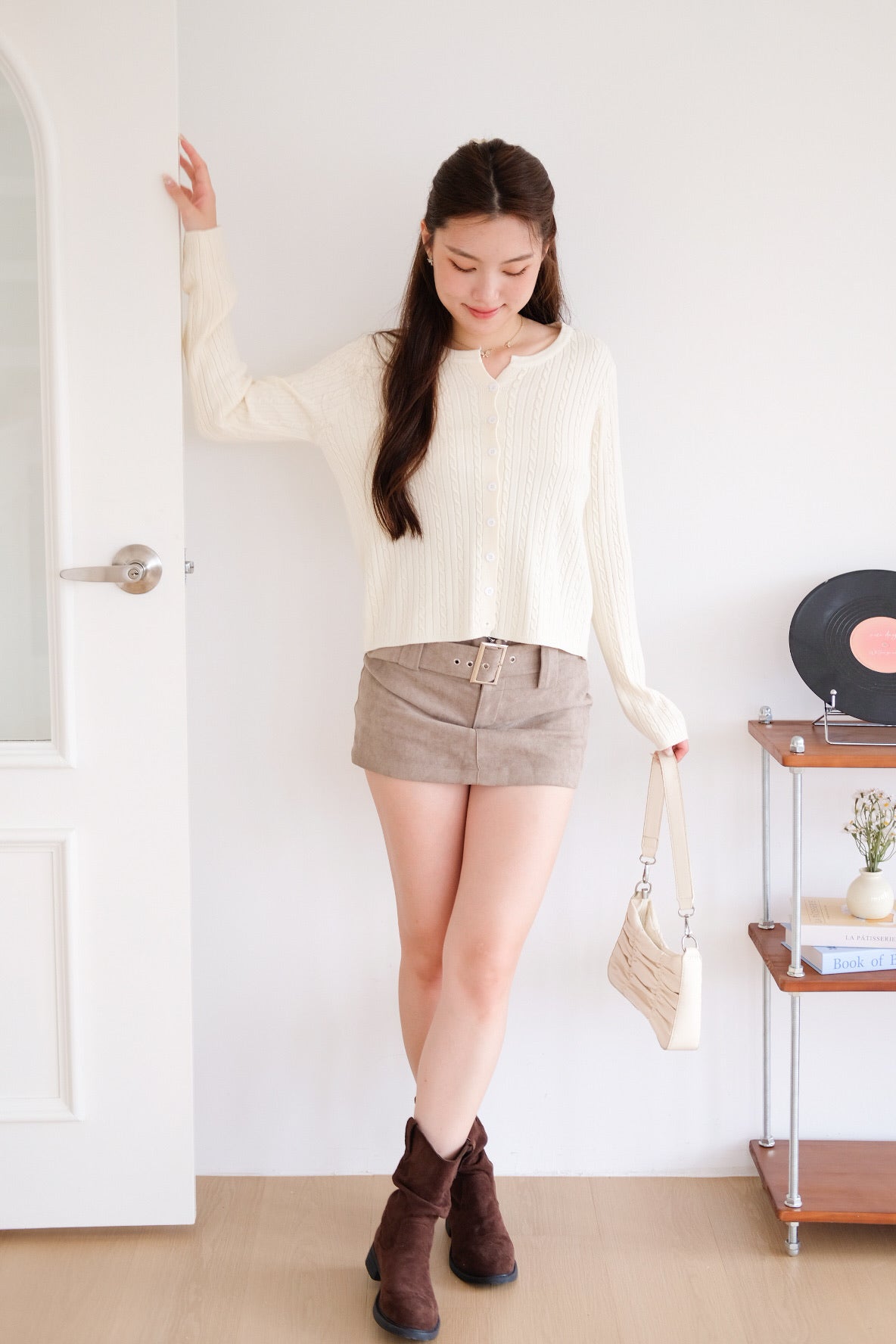 Sharlyn Cable Knit Cardigan (Cream)