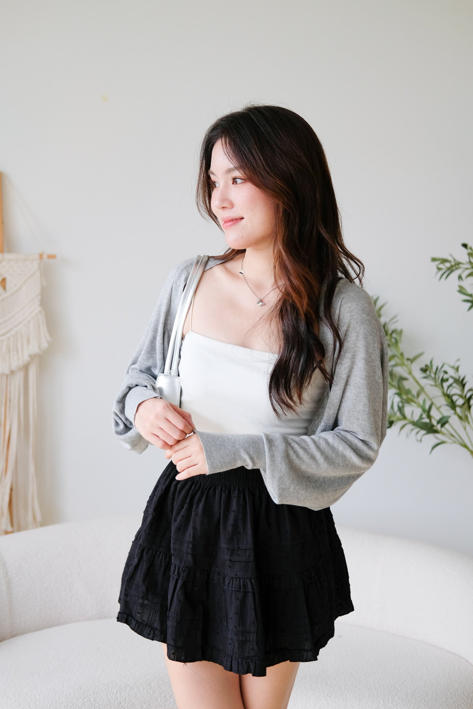 Blaire Bolero Cotton Cardigan (Grey)