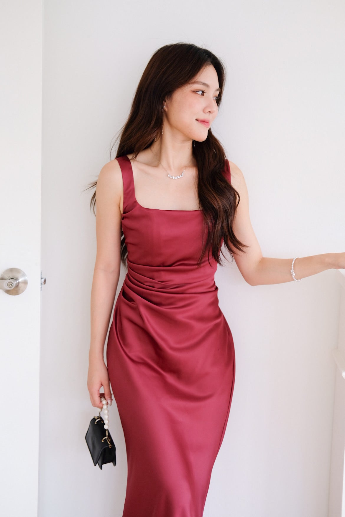 Adora Satin Mermaid Maxi Dress (Wine)