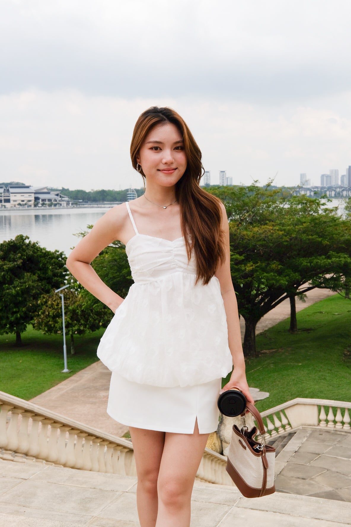 Joey Organza Bubble Babydoll Top (White)
