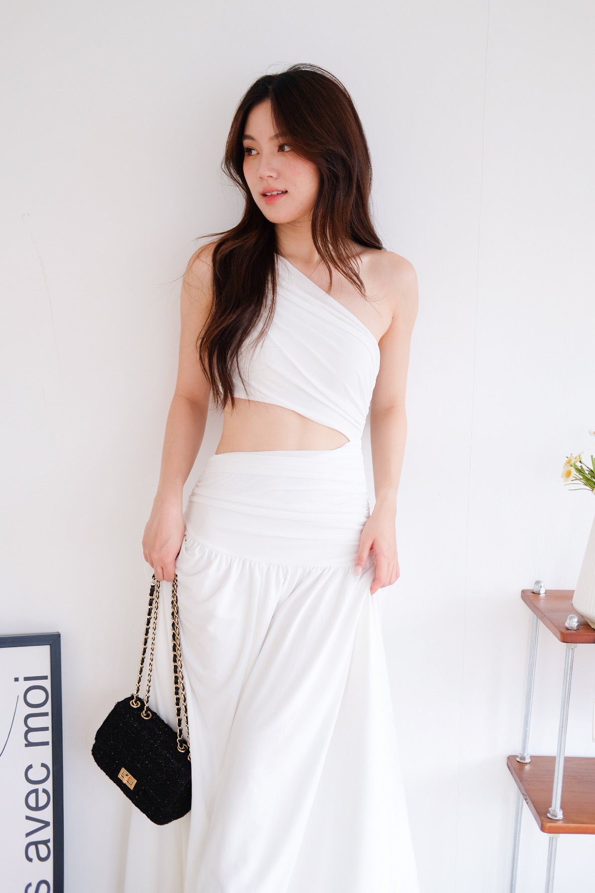 Eclipse Toga Cut Out Maxi Dress (White)