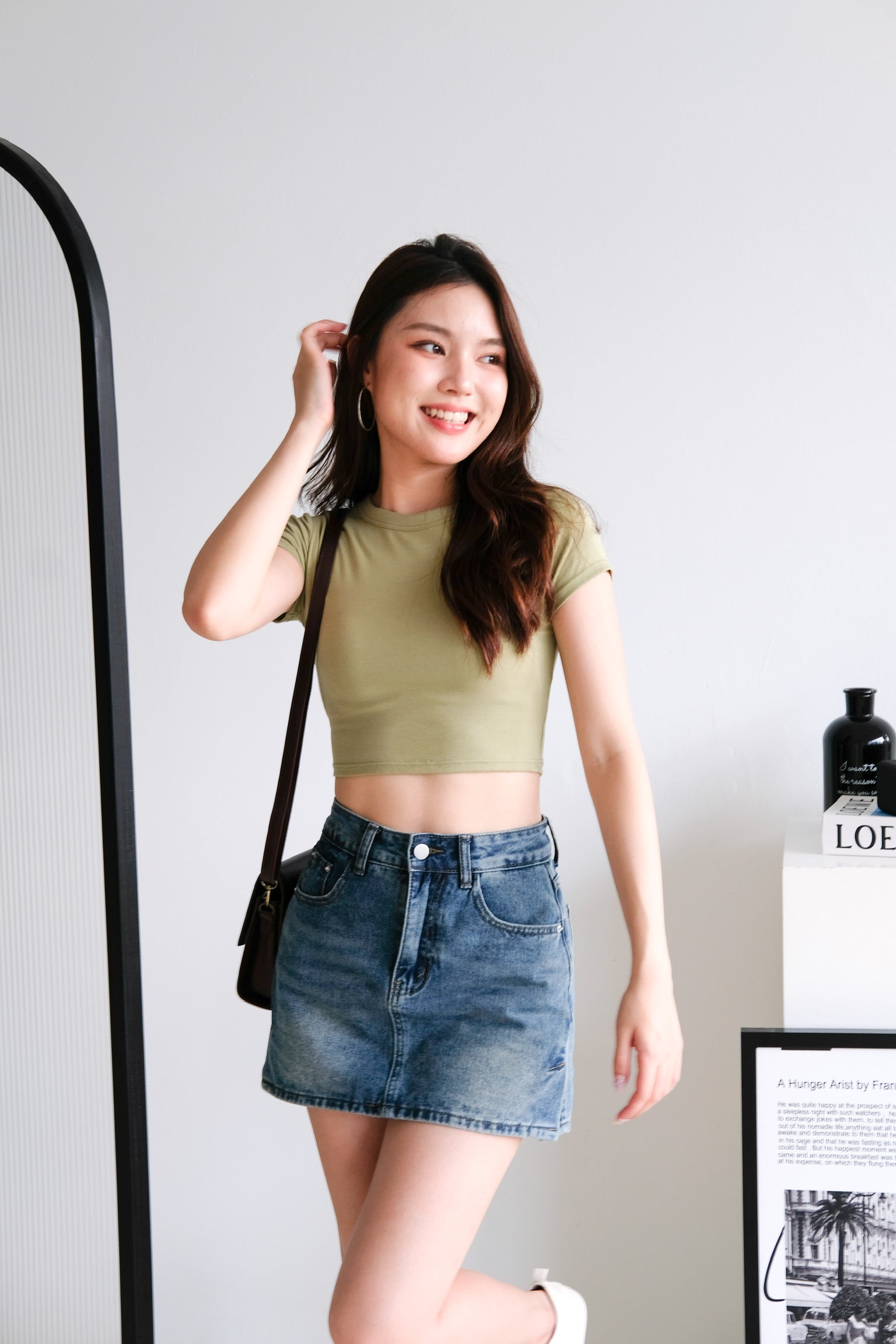 Beth Padded Crop Tee (Pistachio Green)