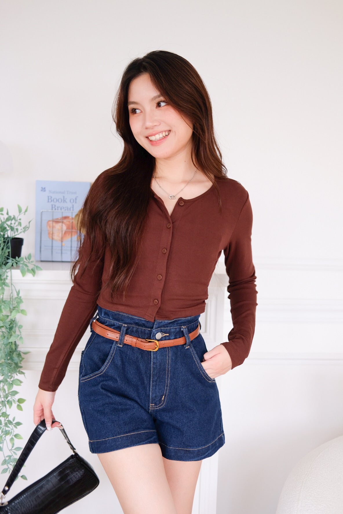 Isla Button Cardigan (Mocha)