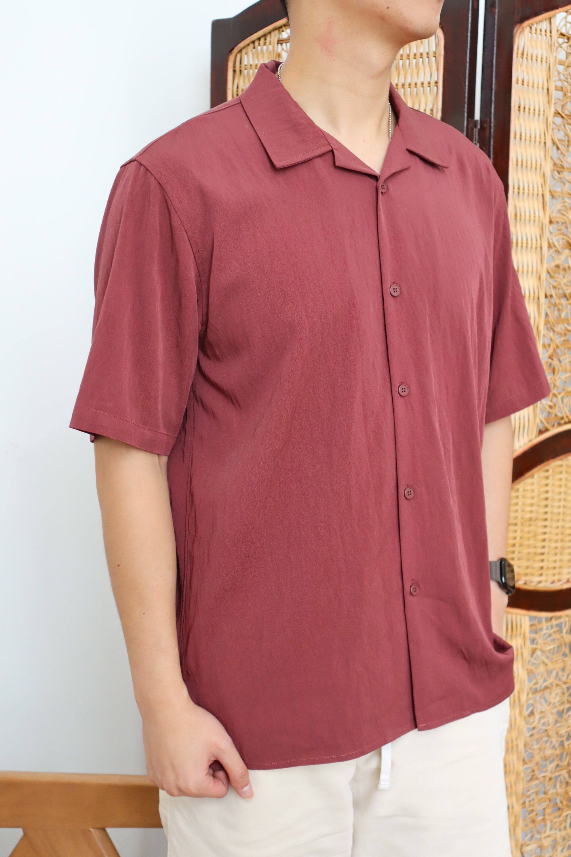 Marcus Collared Button Shirt (Wine)