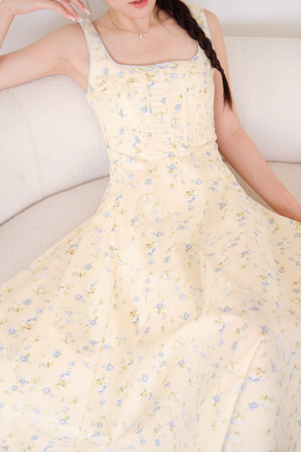 Liselle Corset Garden Maxi Dress (Light Yellow)