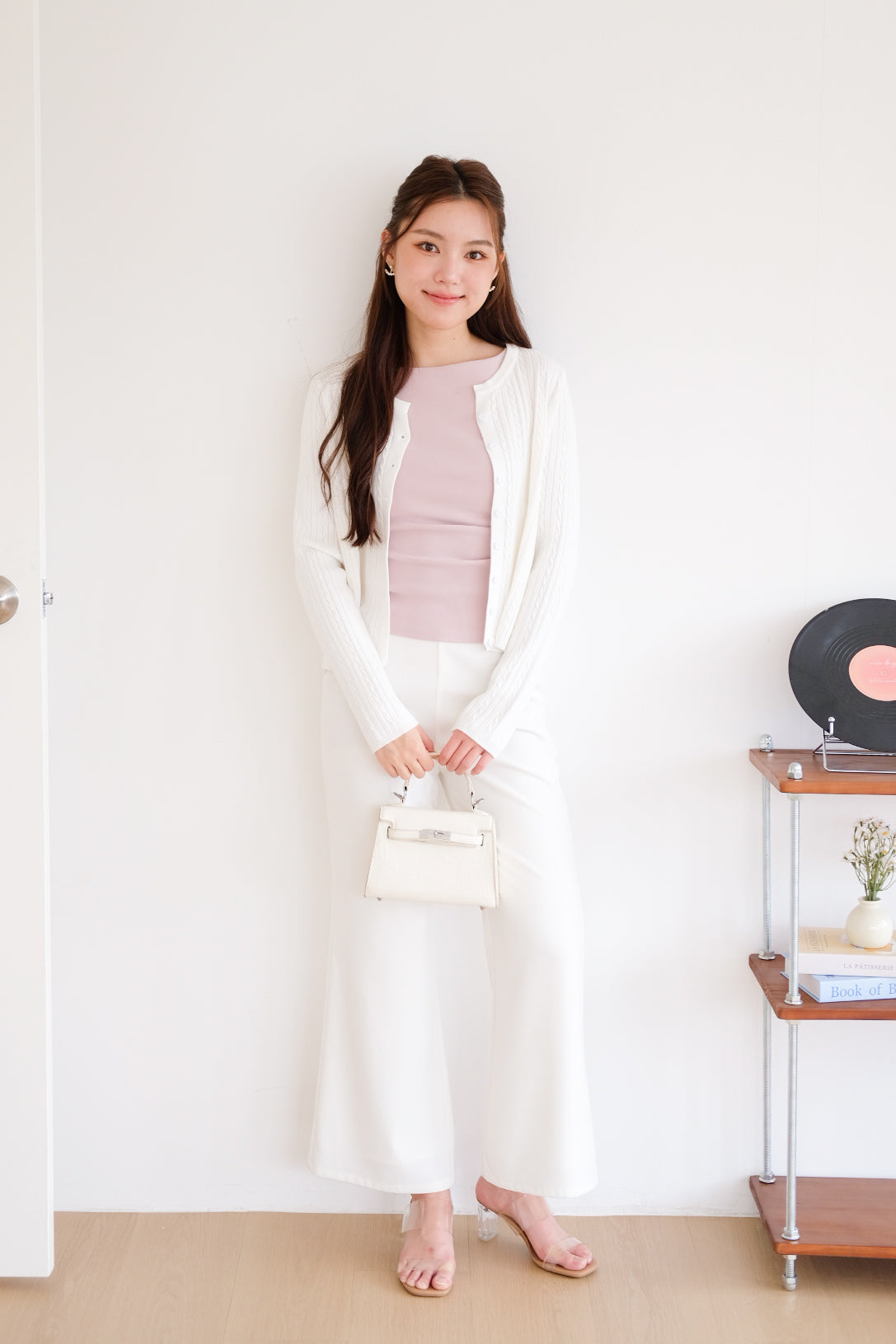 Sharlyn Cable Knit Cardigan (White)