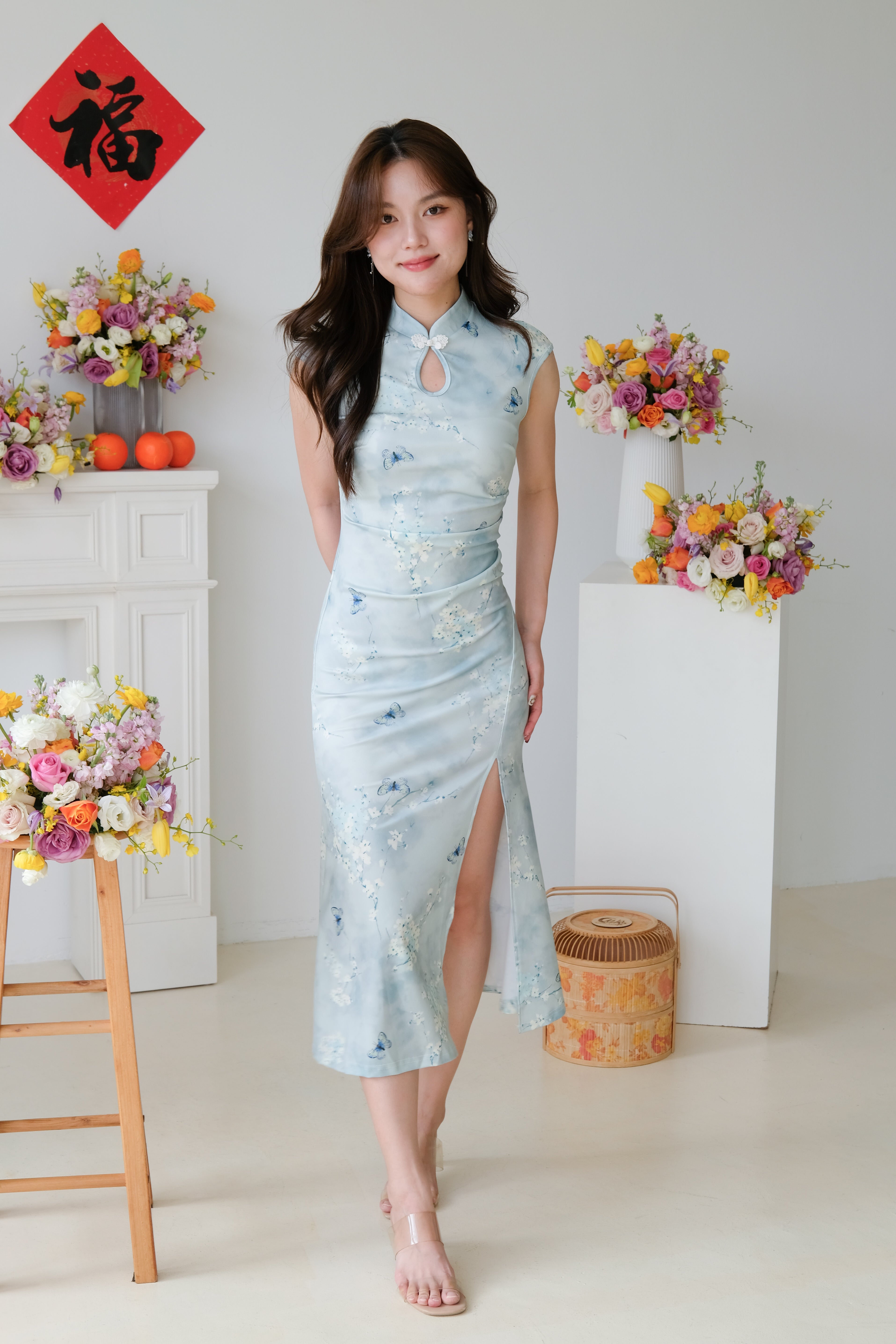 Fang Floral Mermaid Cheongsam (Ocean Blue)