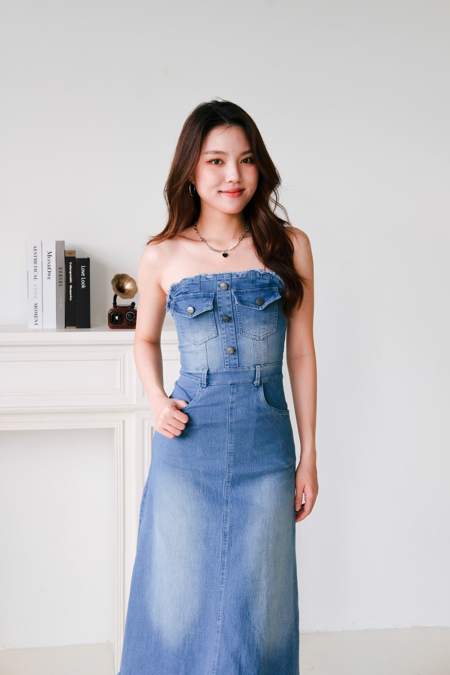 Altitude Denim Tube Maxi Dress (Dark Wash)