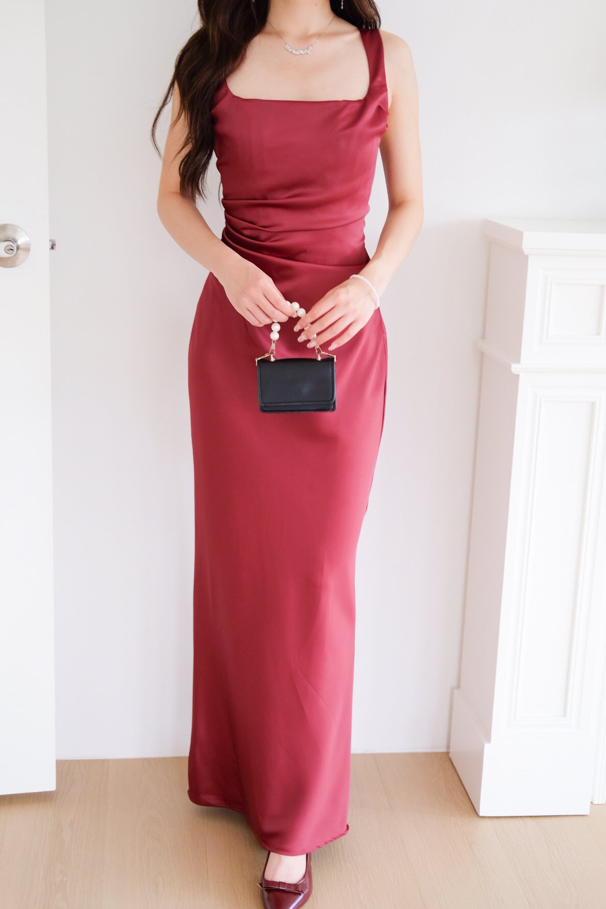 Adora Satin Mermaid Maxi Dress (Wine)