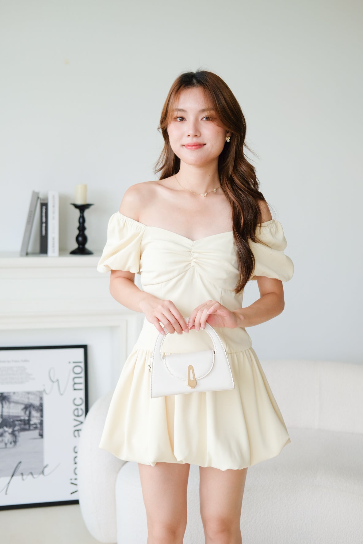 Lucy Sweetheart Bubble Dress (Cream)
