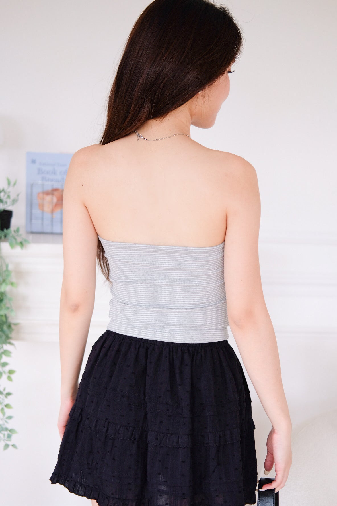 Capri Striped Padded Tube Top (Light Grey) [ ETA 26 Aug ]