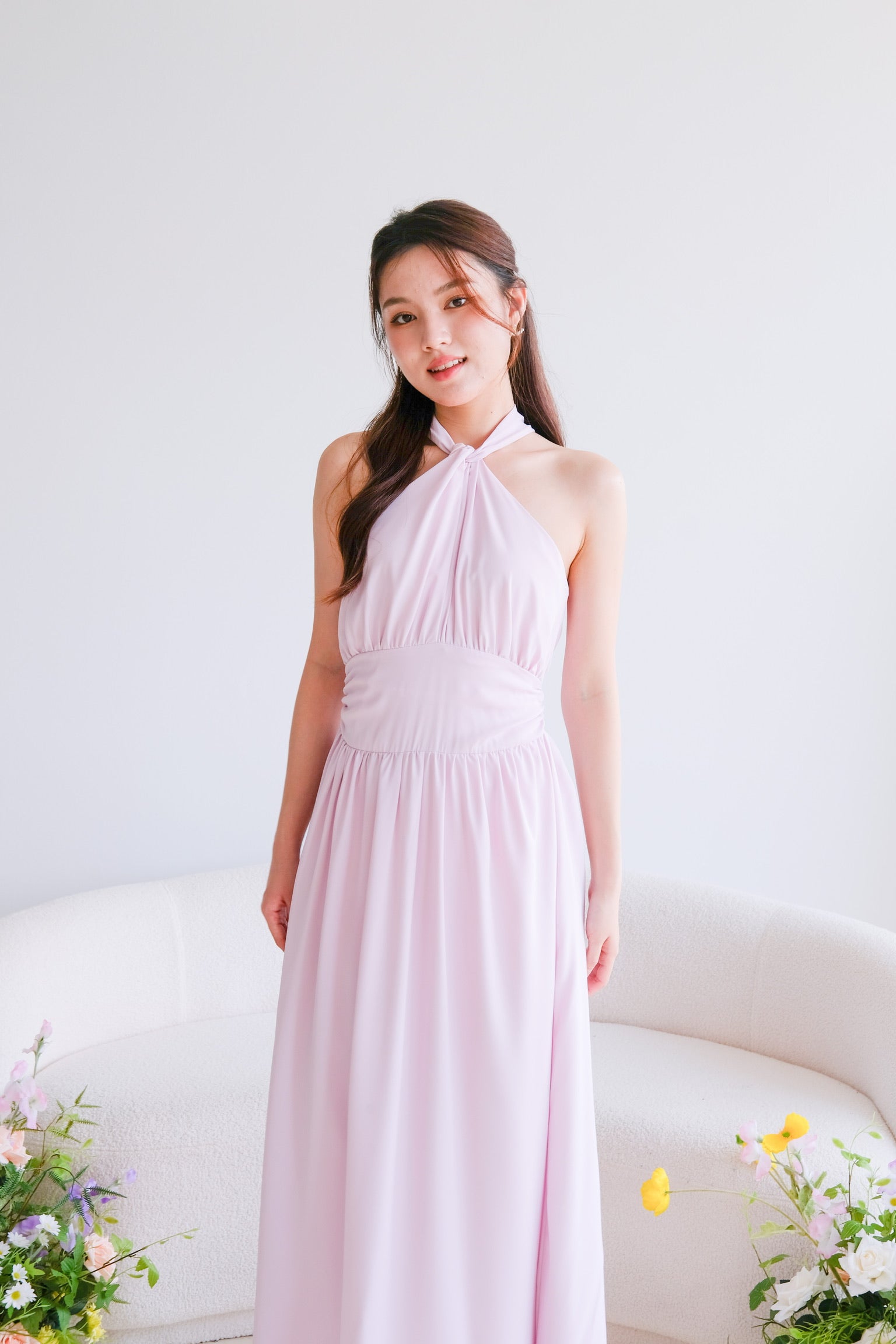 Fiona Halter Flare Maxi Dress (Peony Pink)