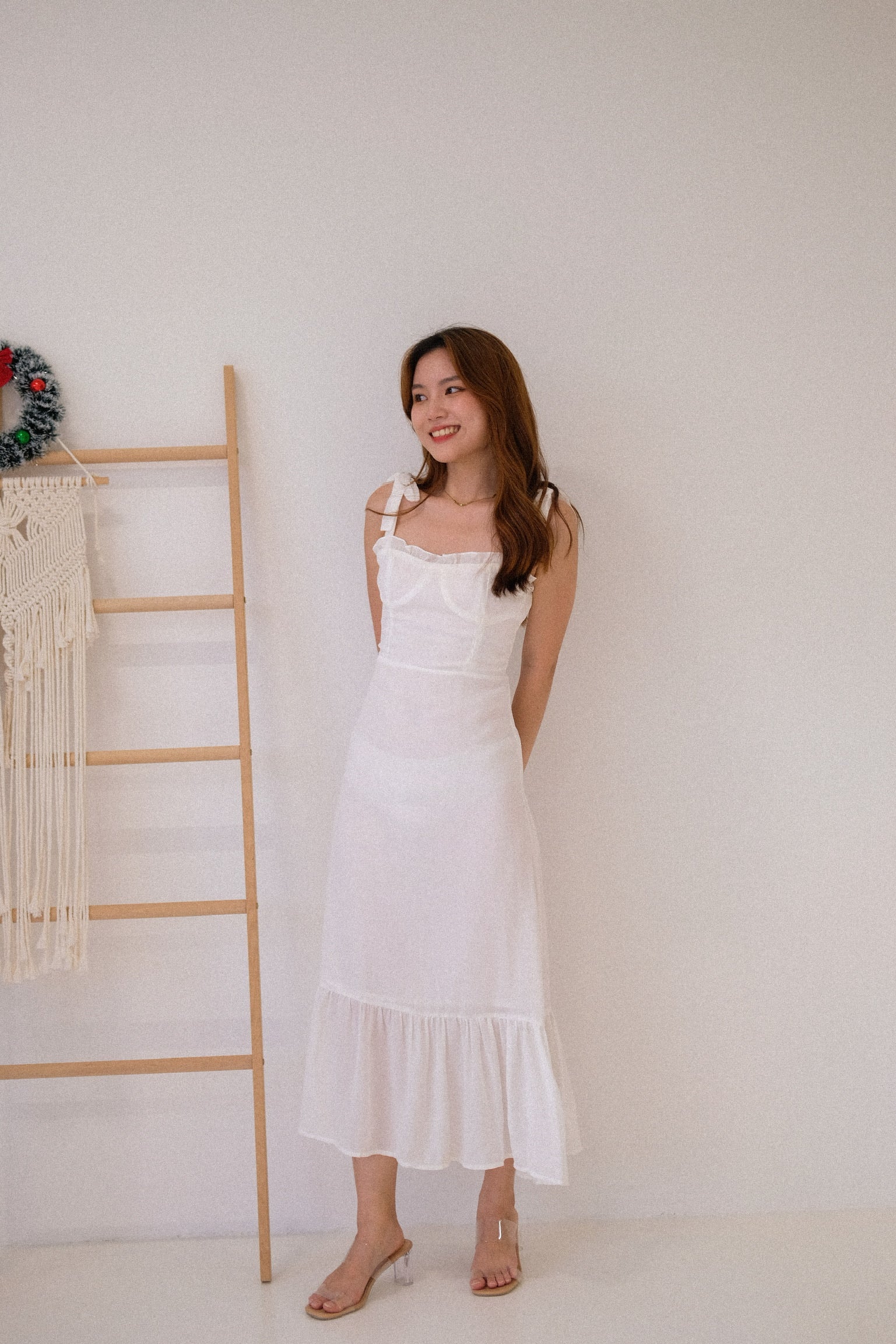 Freya Ruffle Maxi Dress (White)