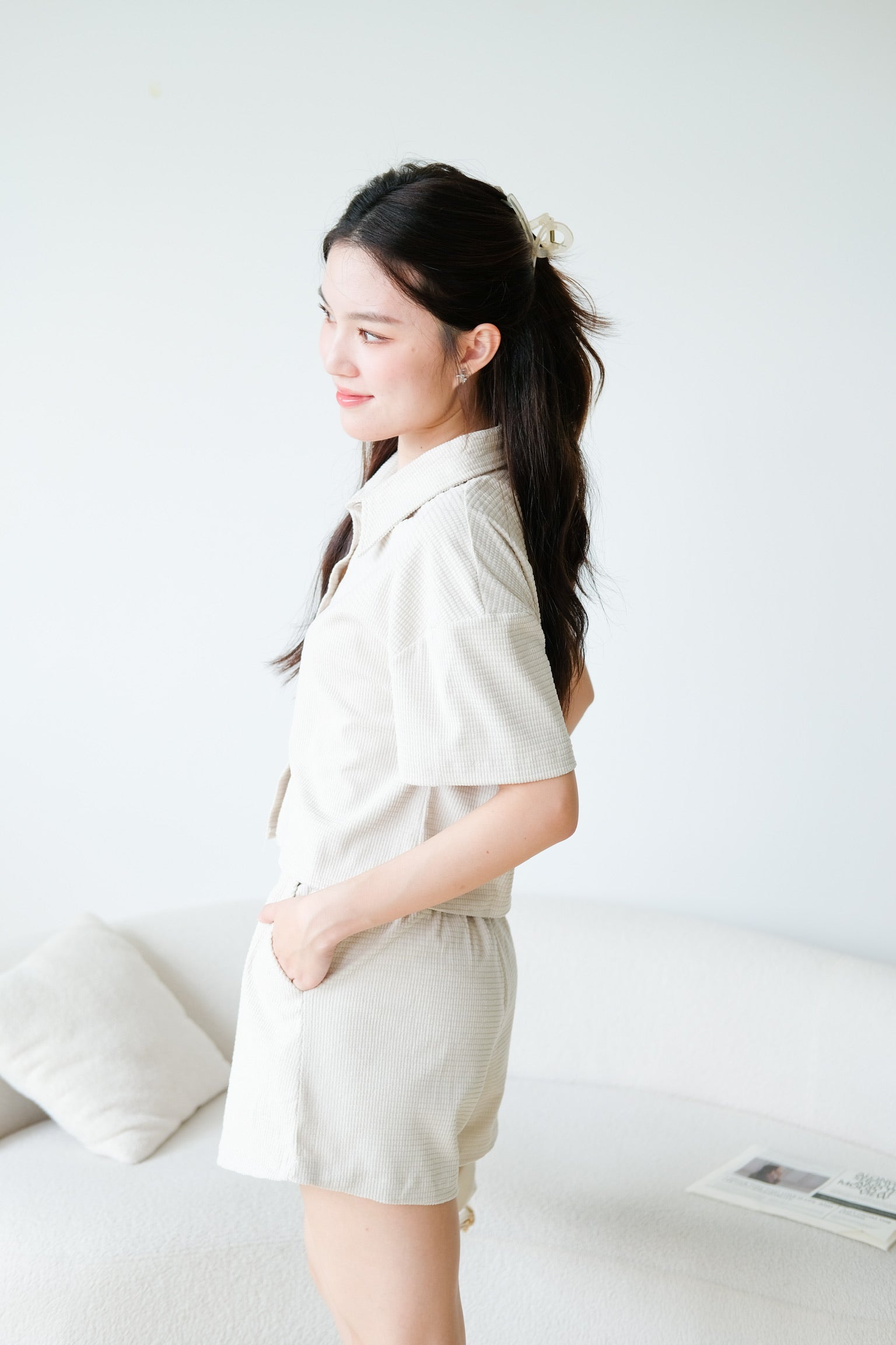 Jonah Shirt Lounge Set (Sand Beige)