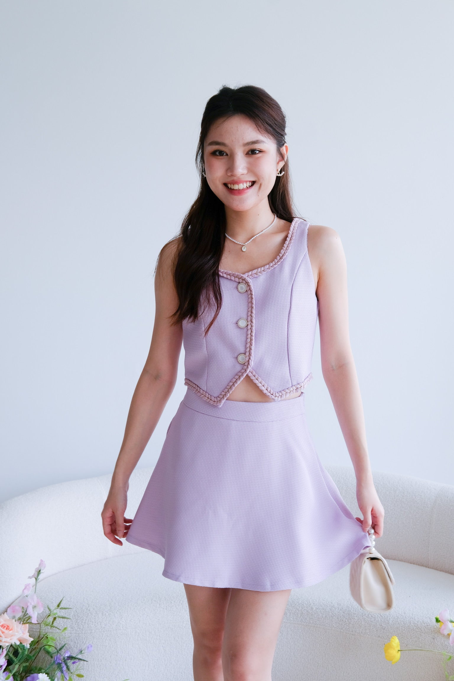 Nayeon Tweed Pearl Set (Lilac)