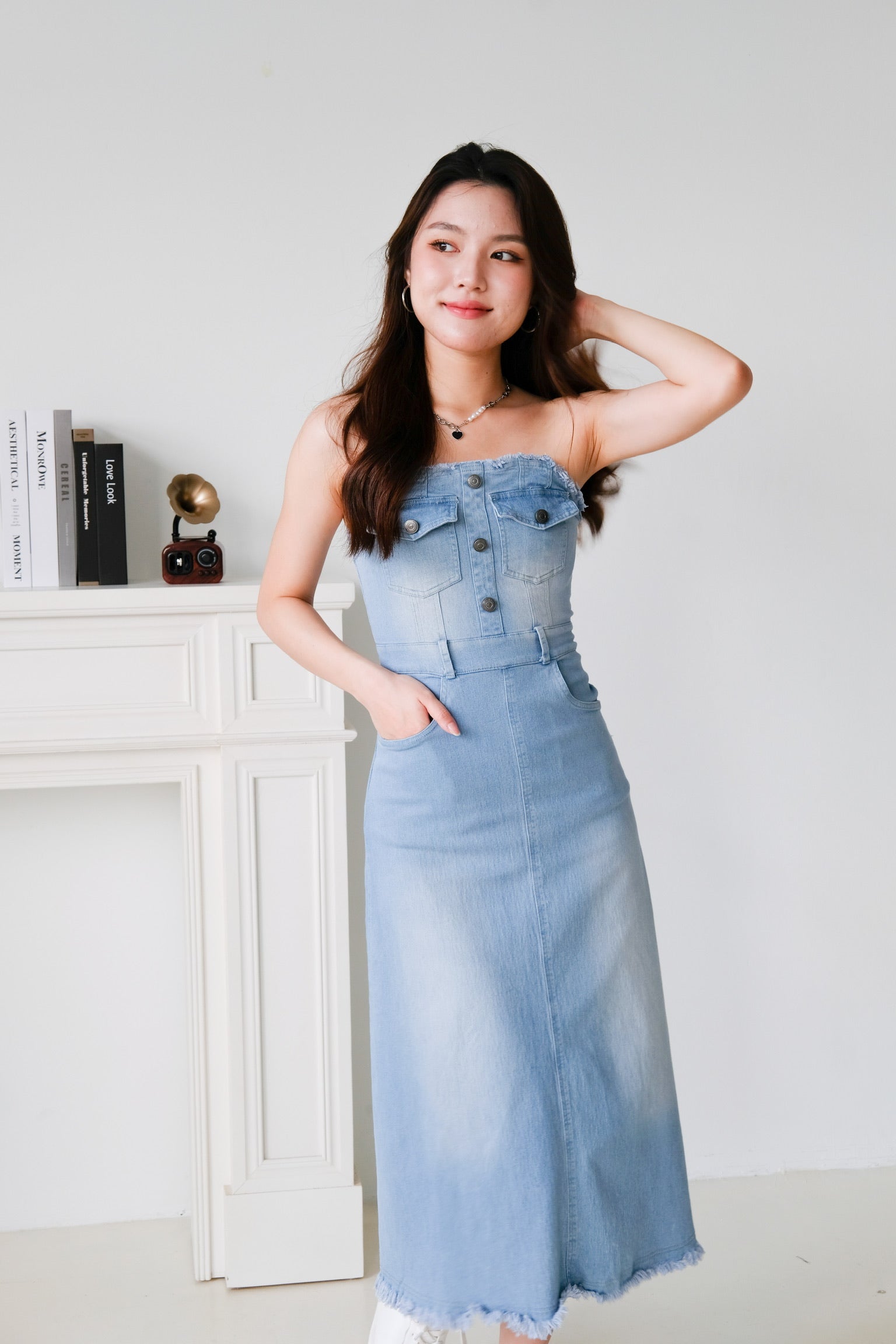 Altitude Denim Tube Maxi Dress (Light Wash)