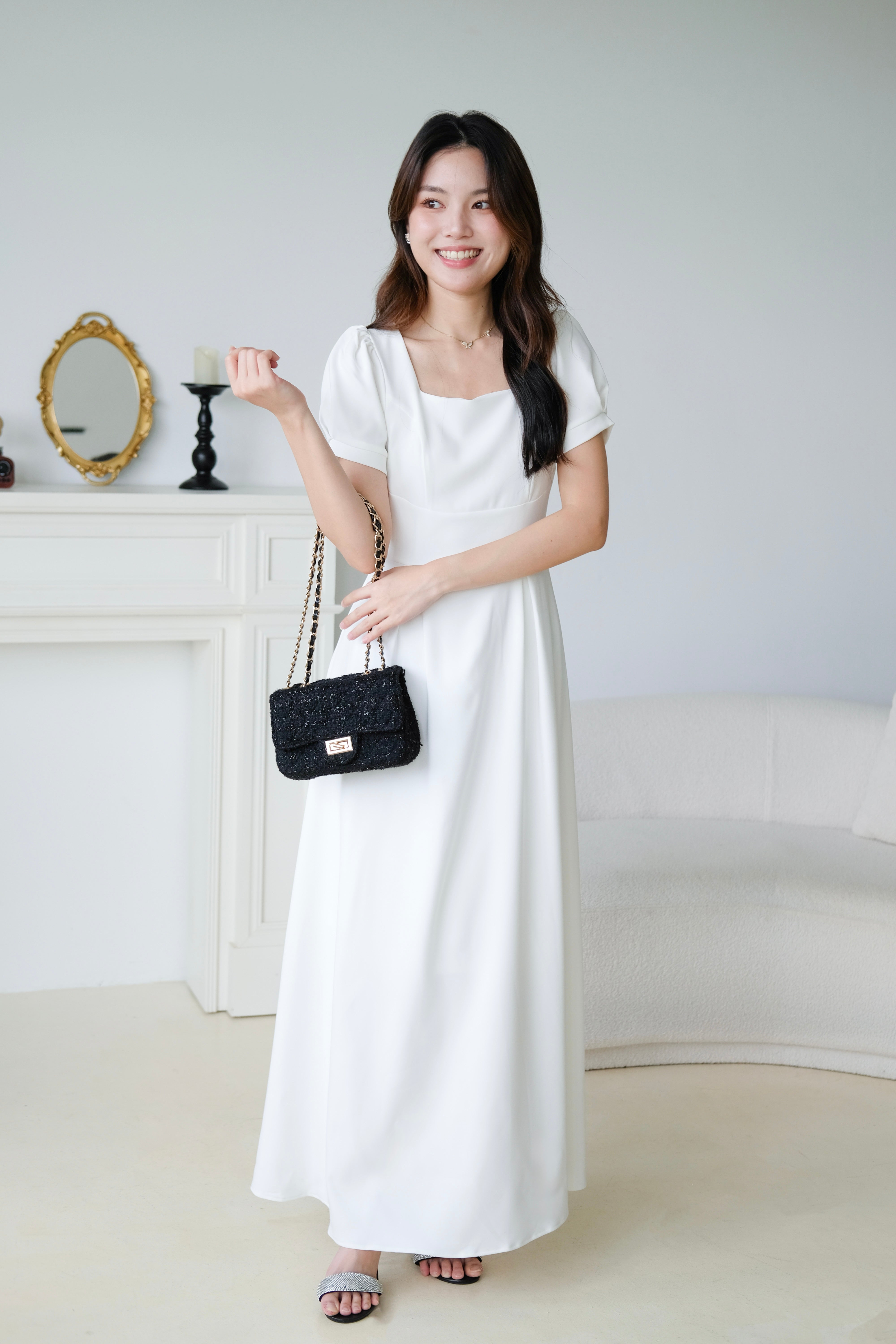 Sorelle Maxi Dinner Dress (White)