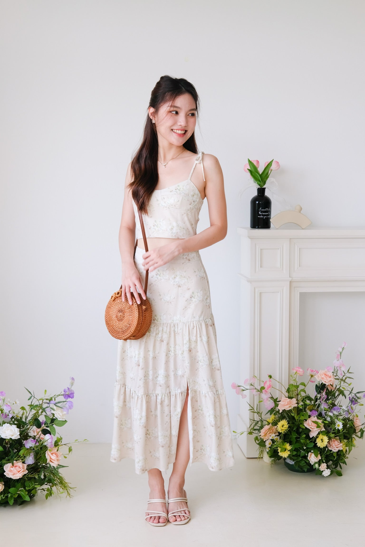 Camilla Floral Maxi Set (Sand Beige)