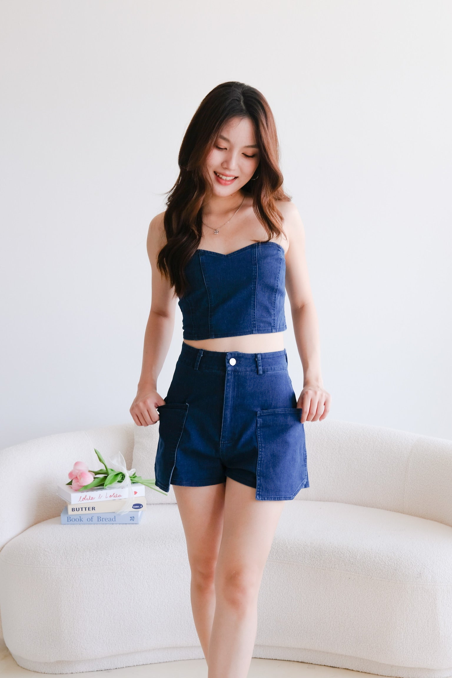 Bae Sweetheart Denim Tube Top (Dark Denim)